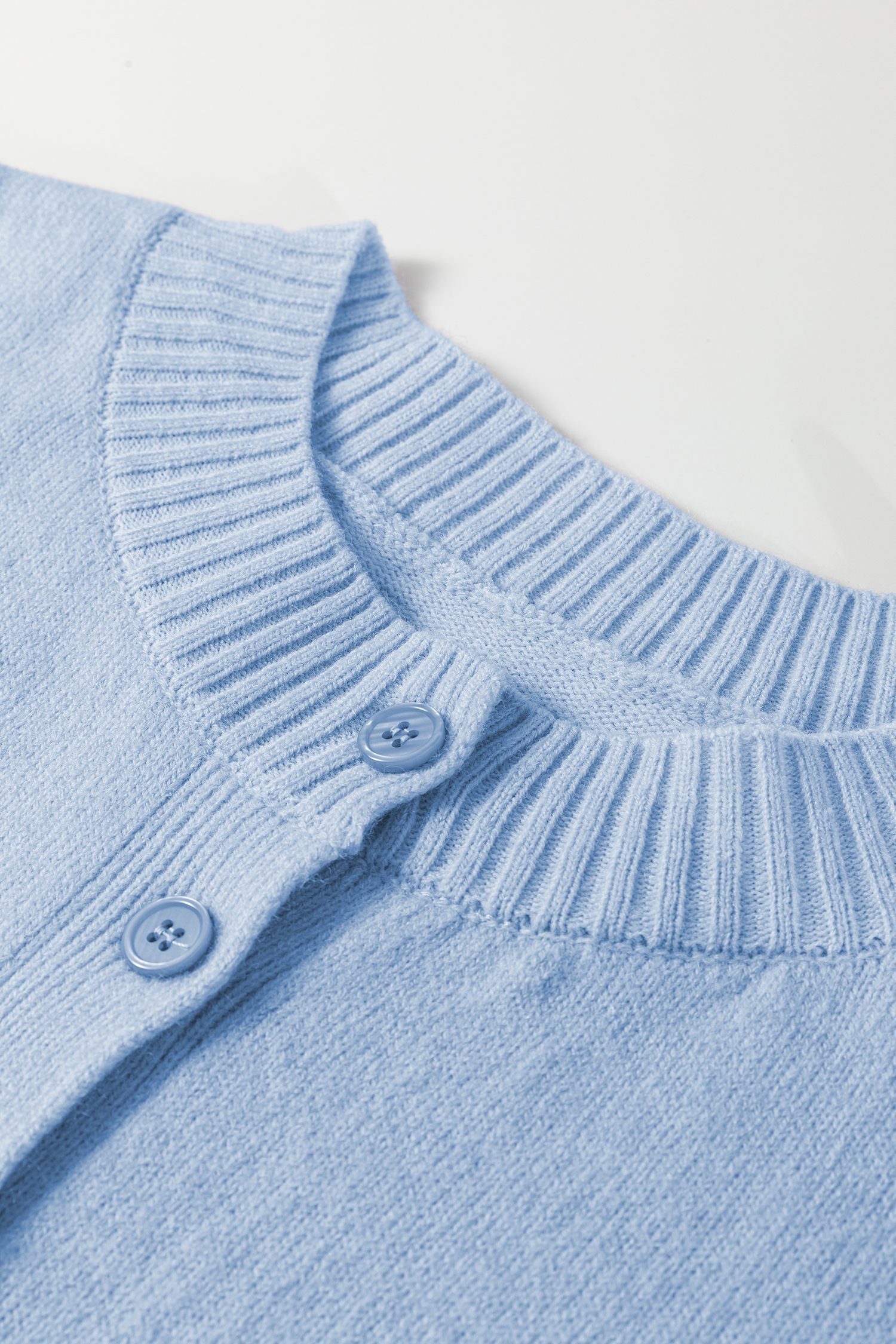 Beau Blue 3/4 Sleeve Boxy Knit Button Down Sweater Cardigan - Image 8