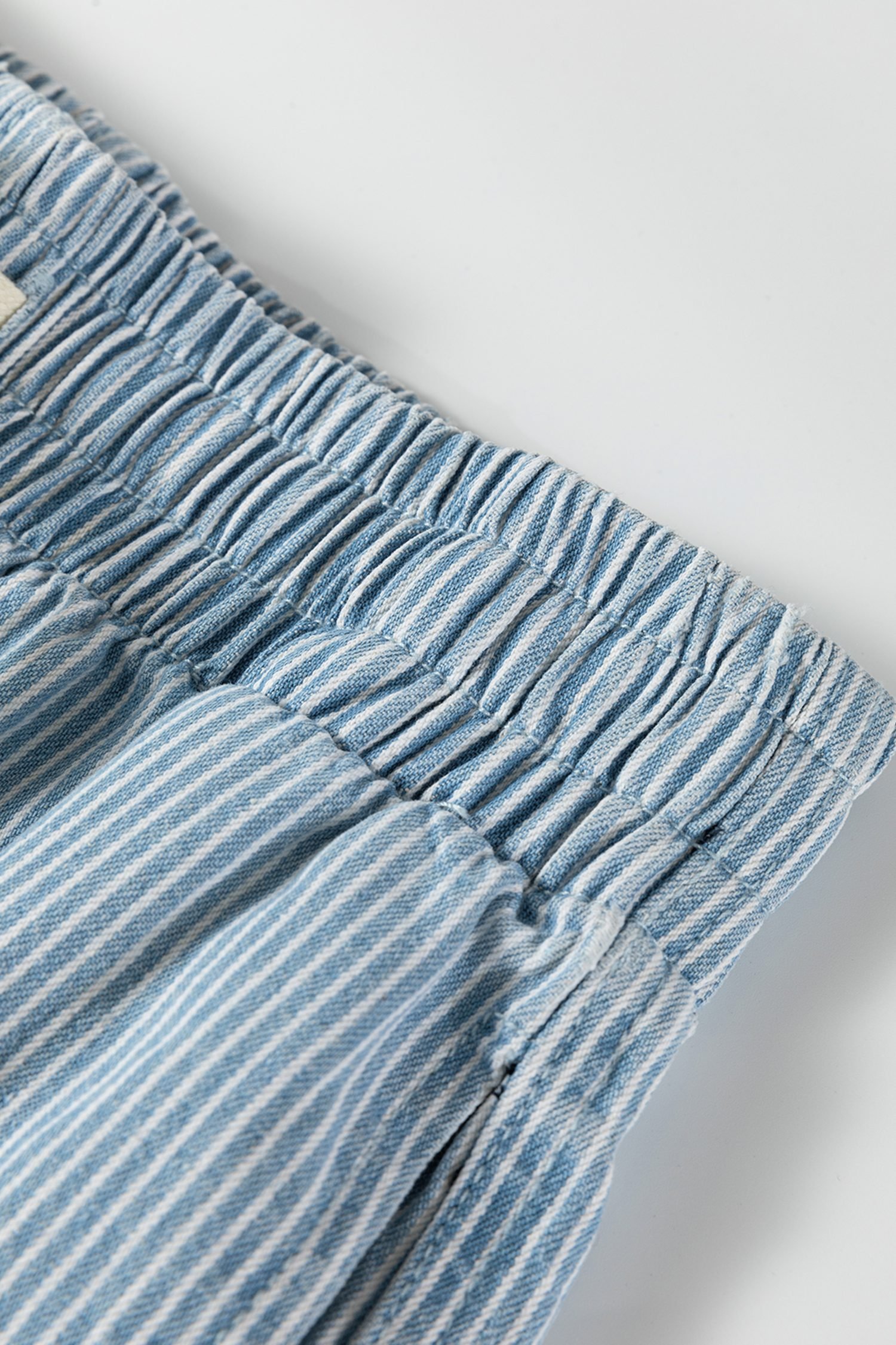 Sky Blue Stripe Drawstring Elastic Waist Casual Denim Shorts