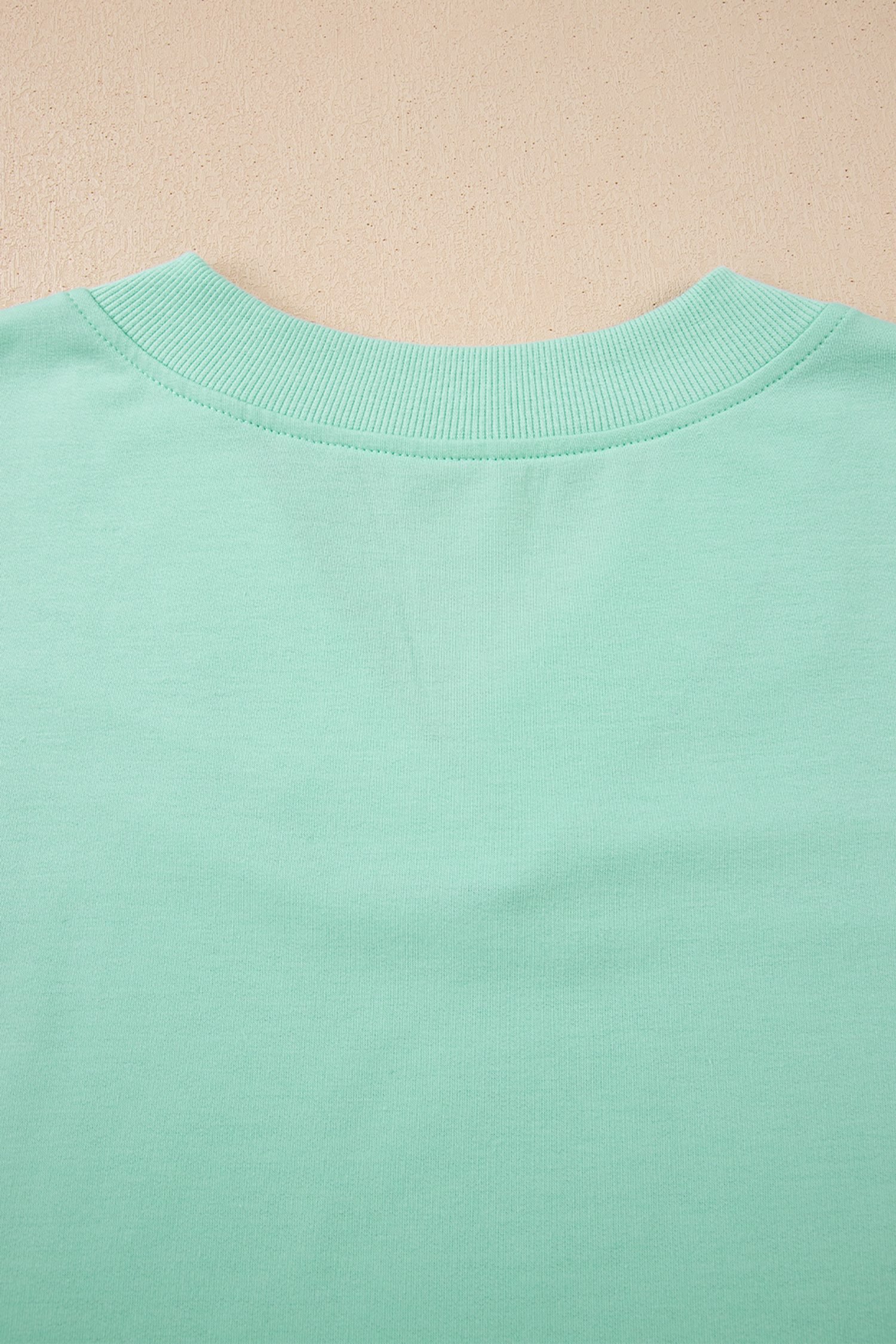 Mint Green Solid Color V Neck Tee Drawstring Pant Set - Image 5