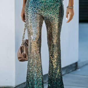 Green Black&Gold Gradient Sequined Pants