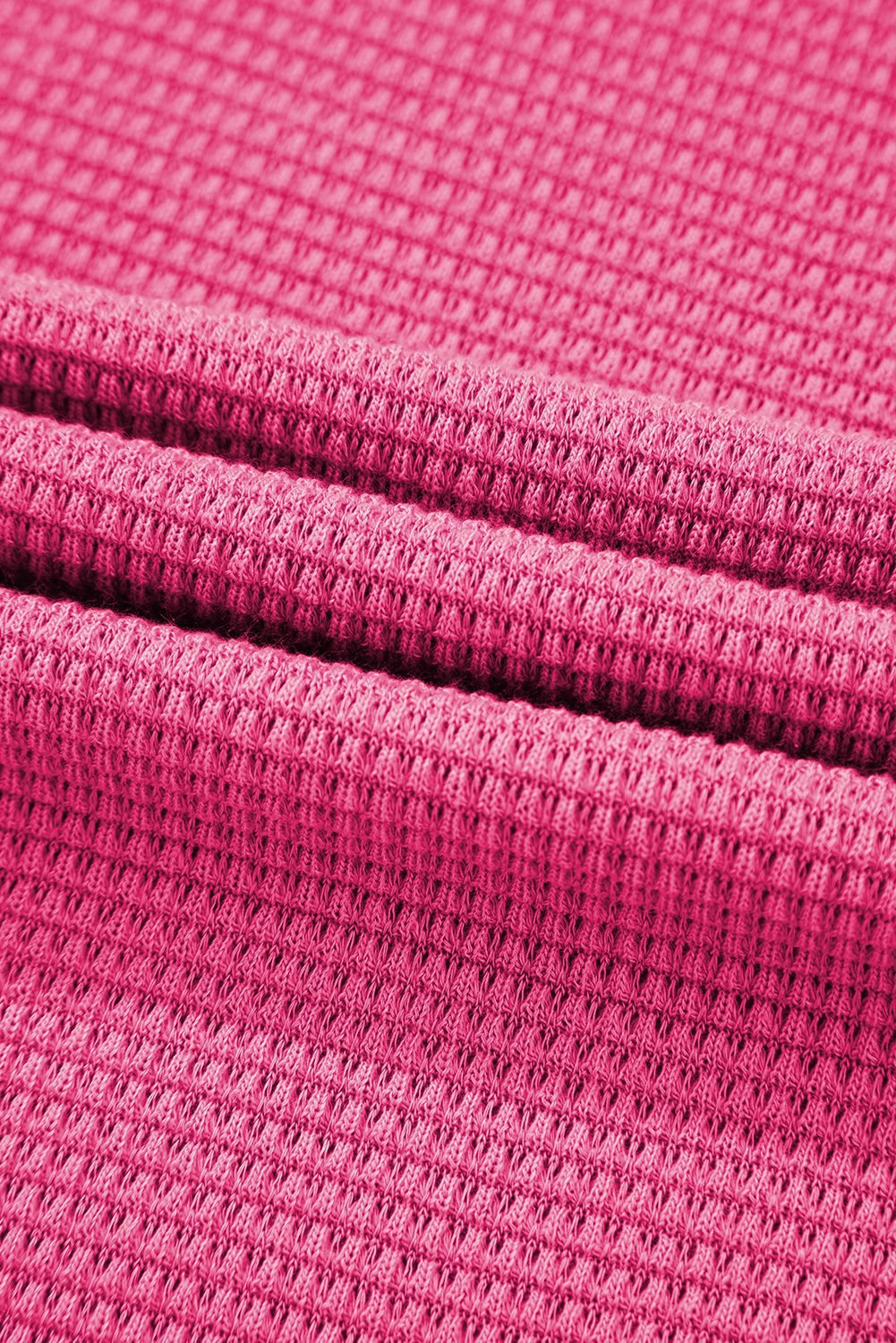 Rose Red Solid Color Textured Buttoned Shirt and Casual Pants Set