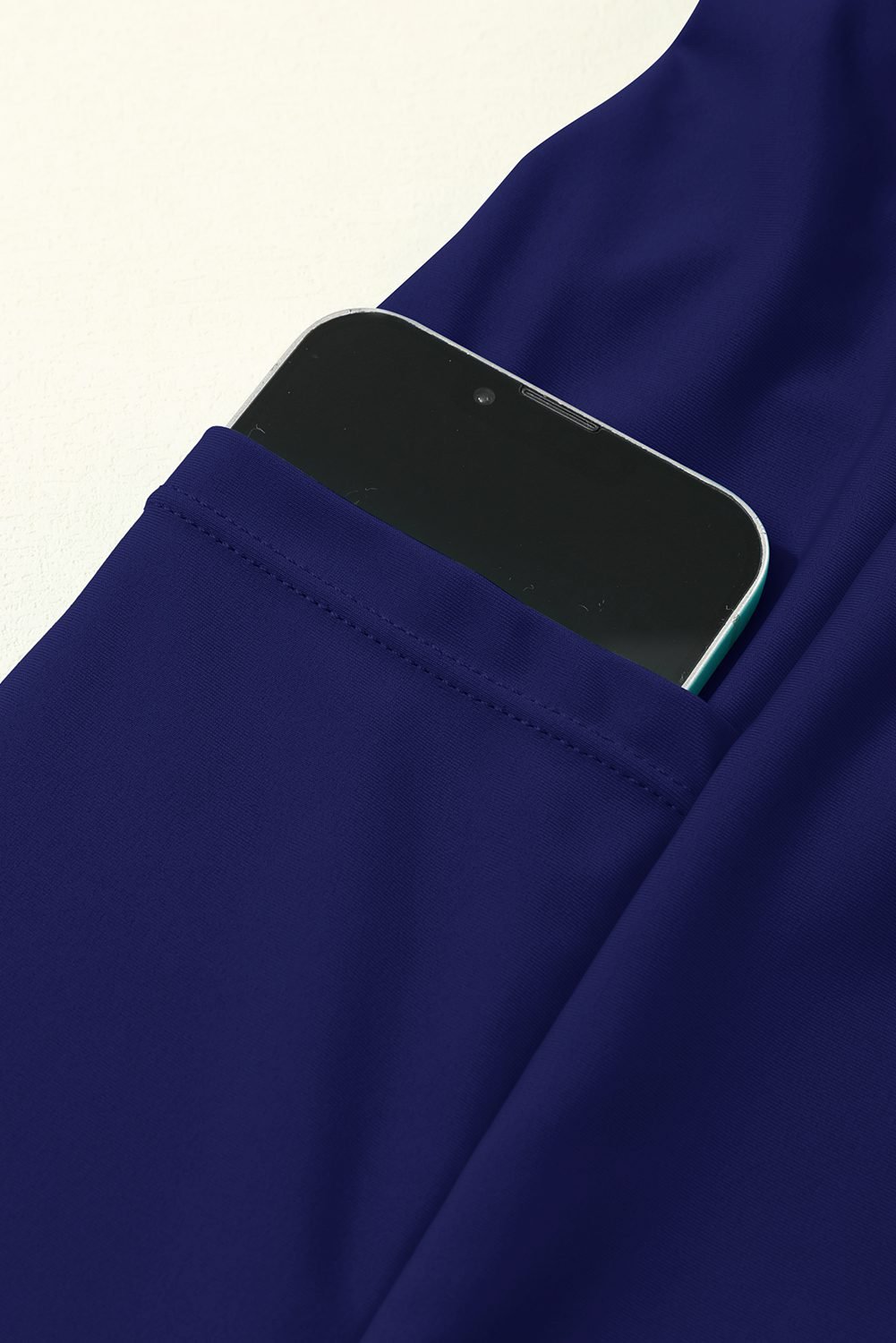 Navy Blue Drawstring Elastic Waist Lined Ruffle Shorts Bikini Bottom