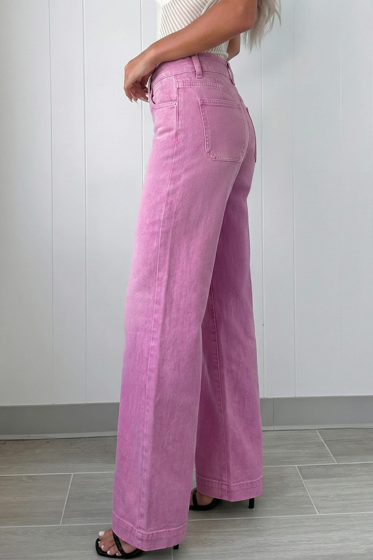Bonbon 2-Button High Waist Flared Bottom Jeans - Image 2
