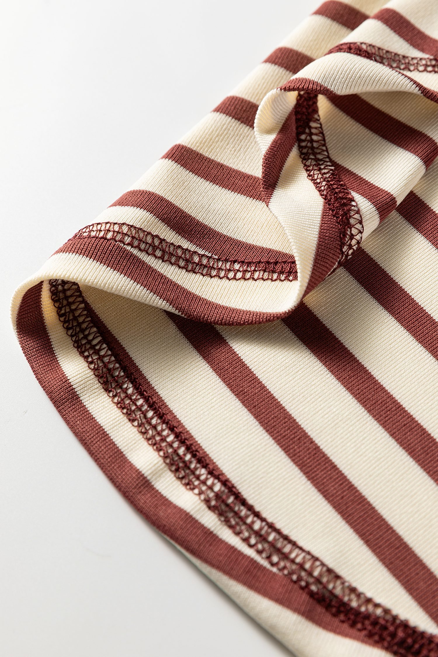 Red Stripe Half Buttons Round Neck T Shirt - Image 15