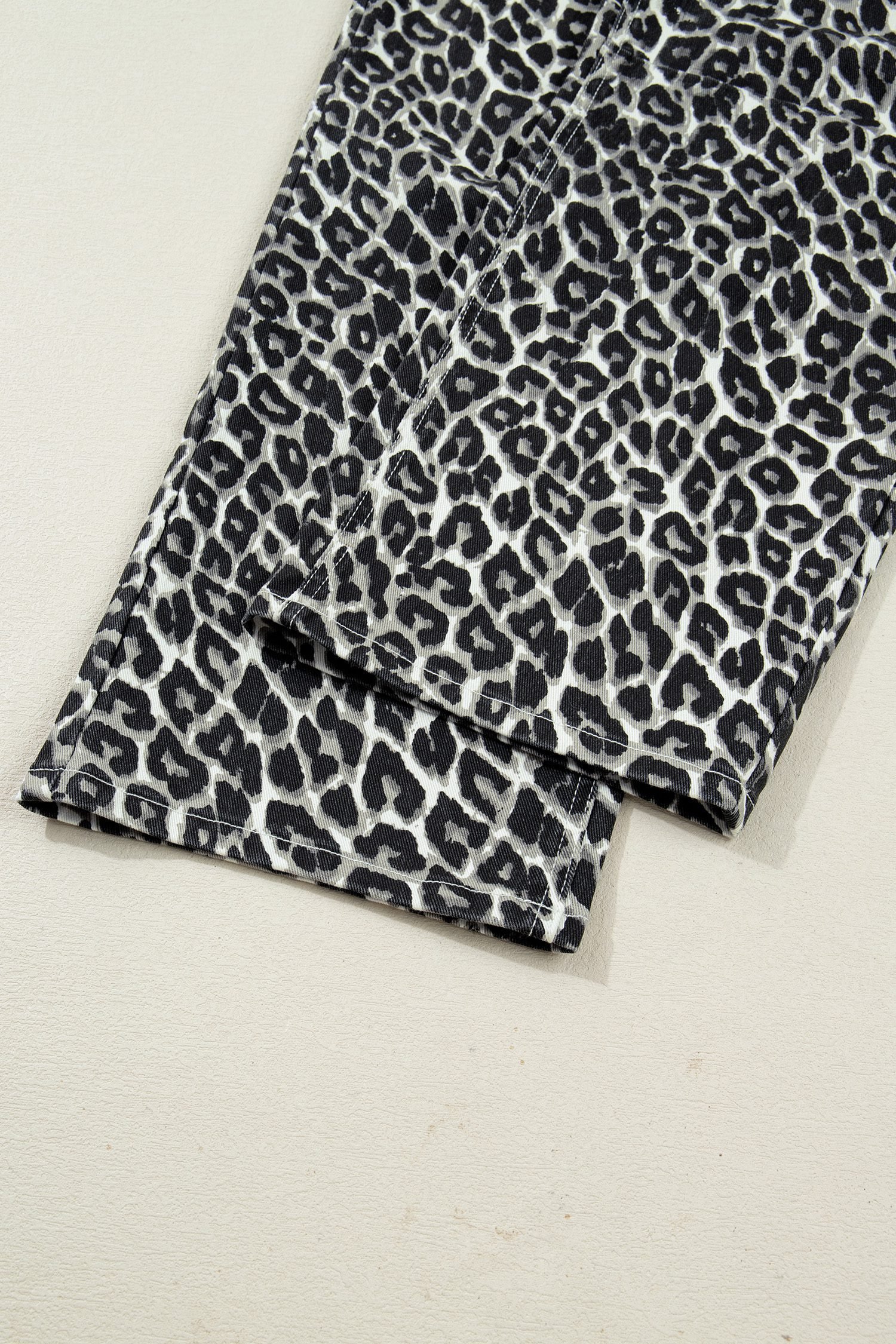 Black Leopard Print Barrel Jeans - Image 12