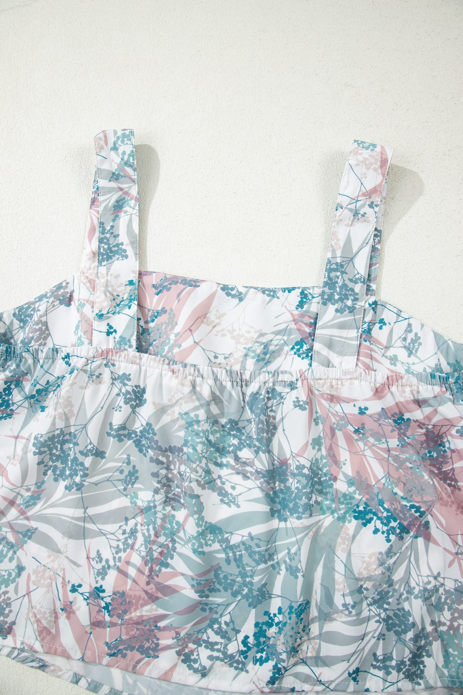 Green Tropical Palm Printed Cropped Tank Drawstring Wide Leg Pant Set