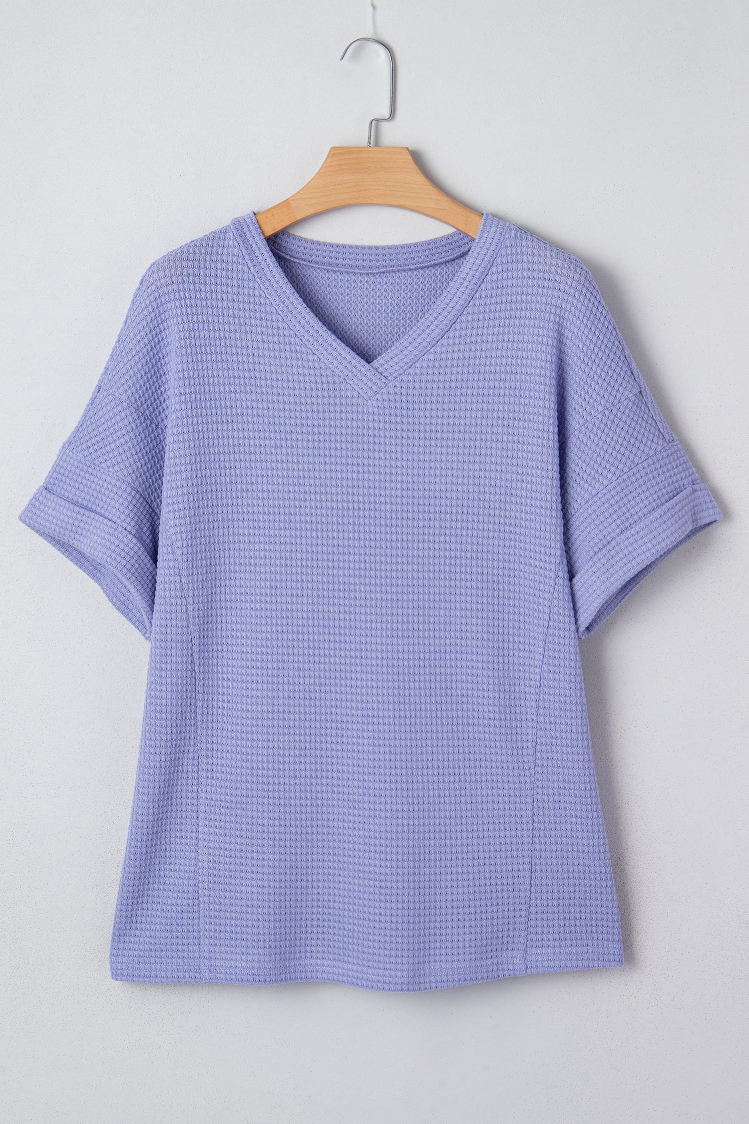 Wisteria Waffle V Neck Short Sleeve Knit Top - Image 5