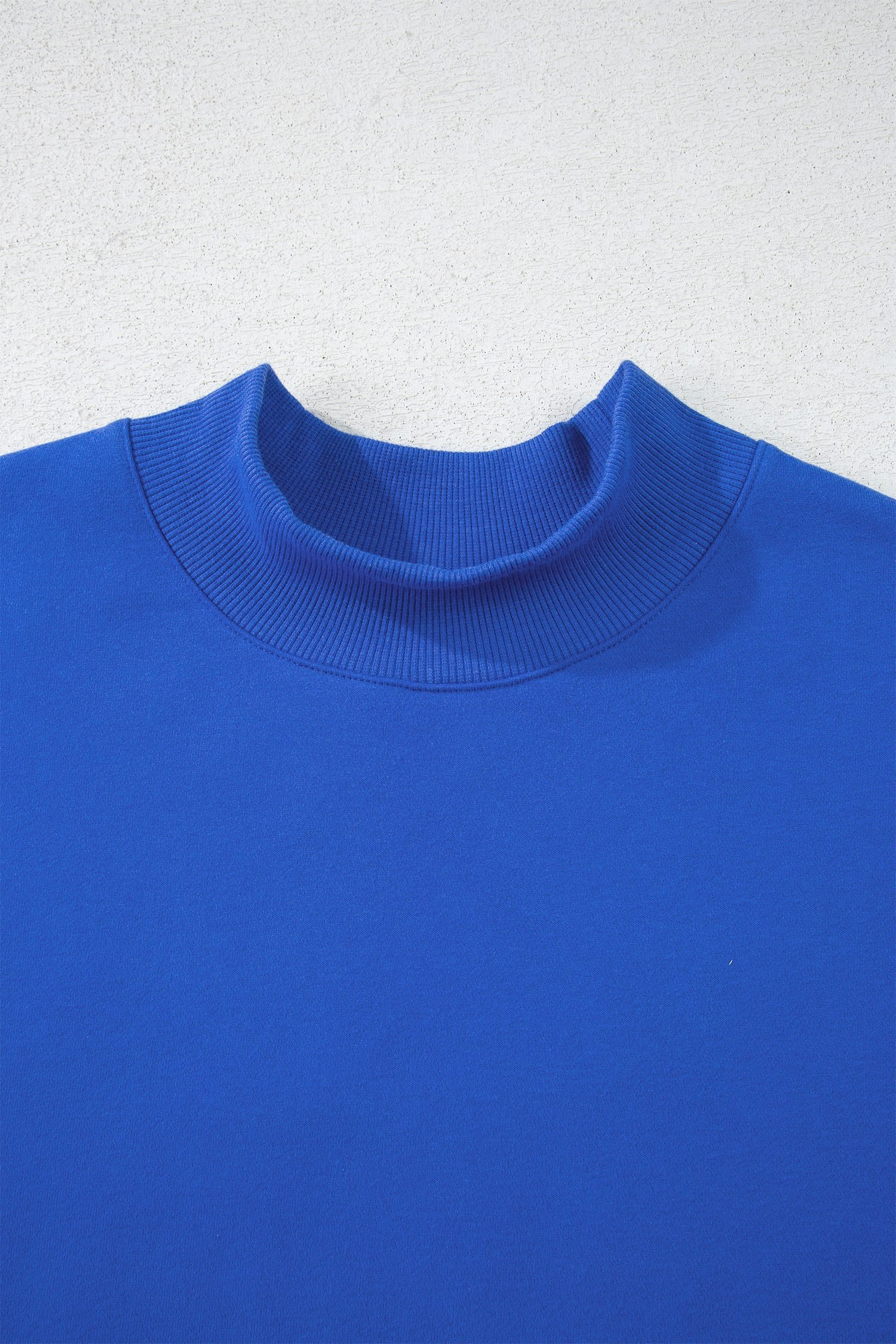 Dark Blue Solid Color Oversized Mock Neck Sweatshirt - Image 13