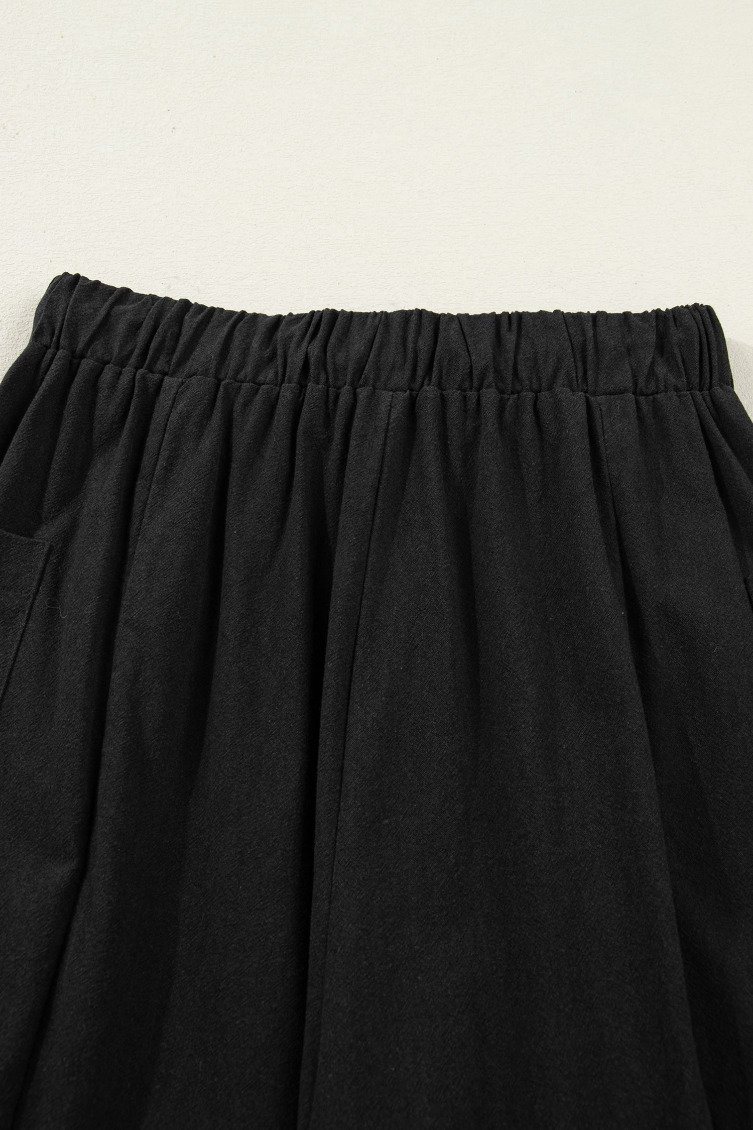 Black Drawstring Elastic Waist Patch Pocket Barrel Leg Casual Pants - Image 14