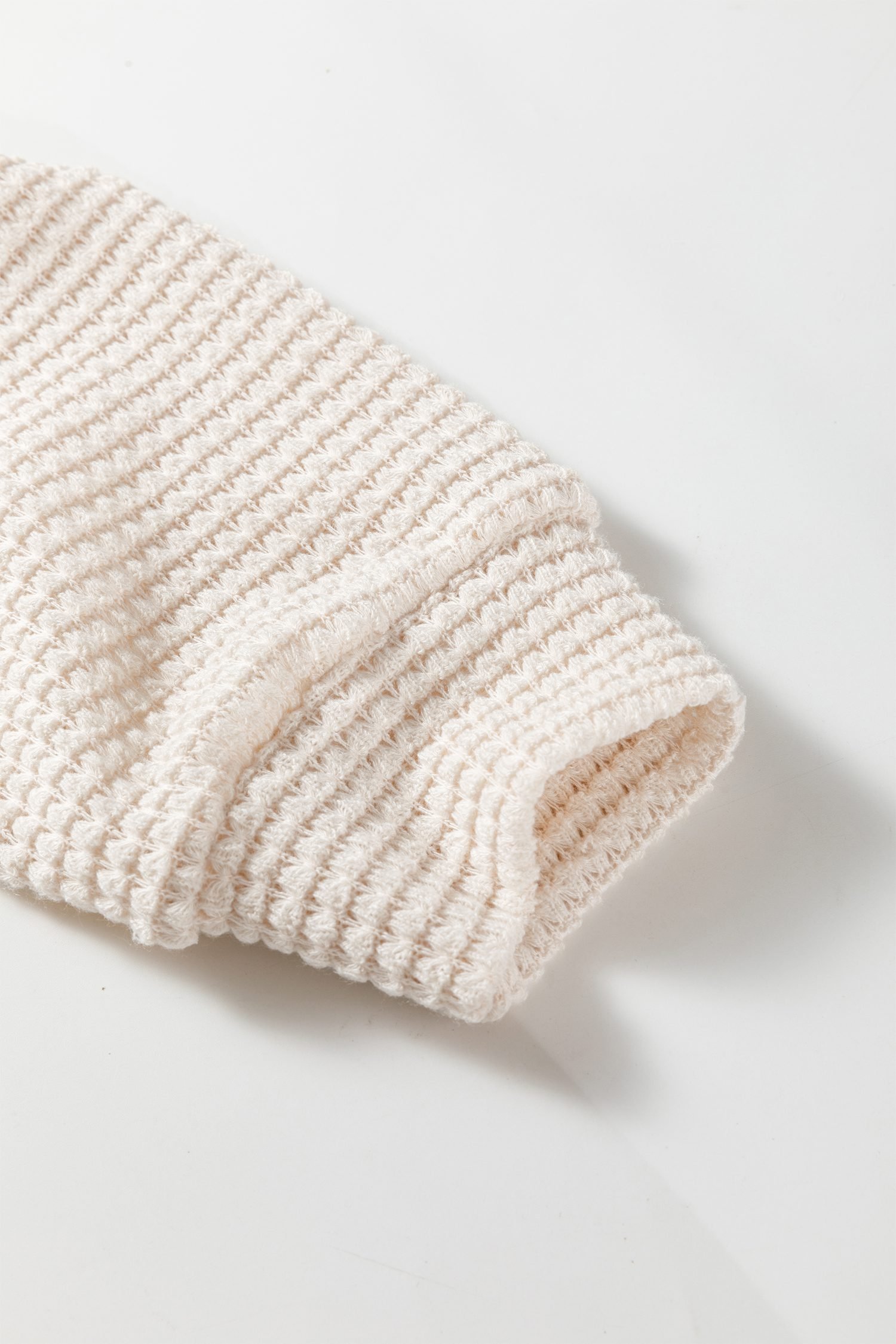 Jet Stream Solid Color Textured Knit Asymmetric Shoulder Long Sleeve Top - Image 7