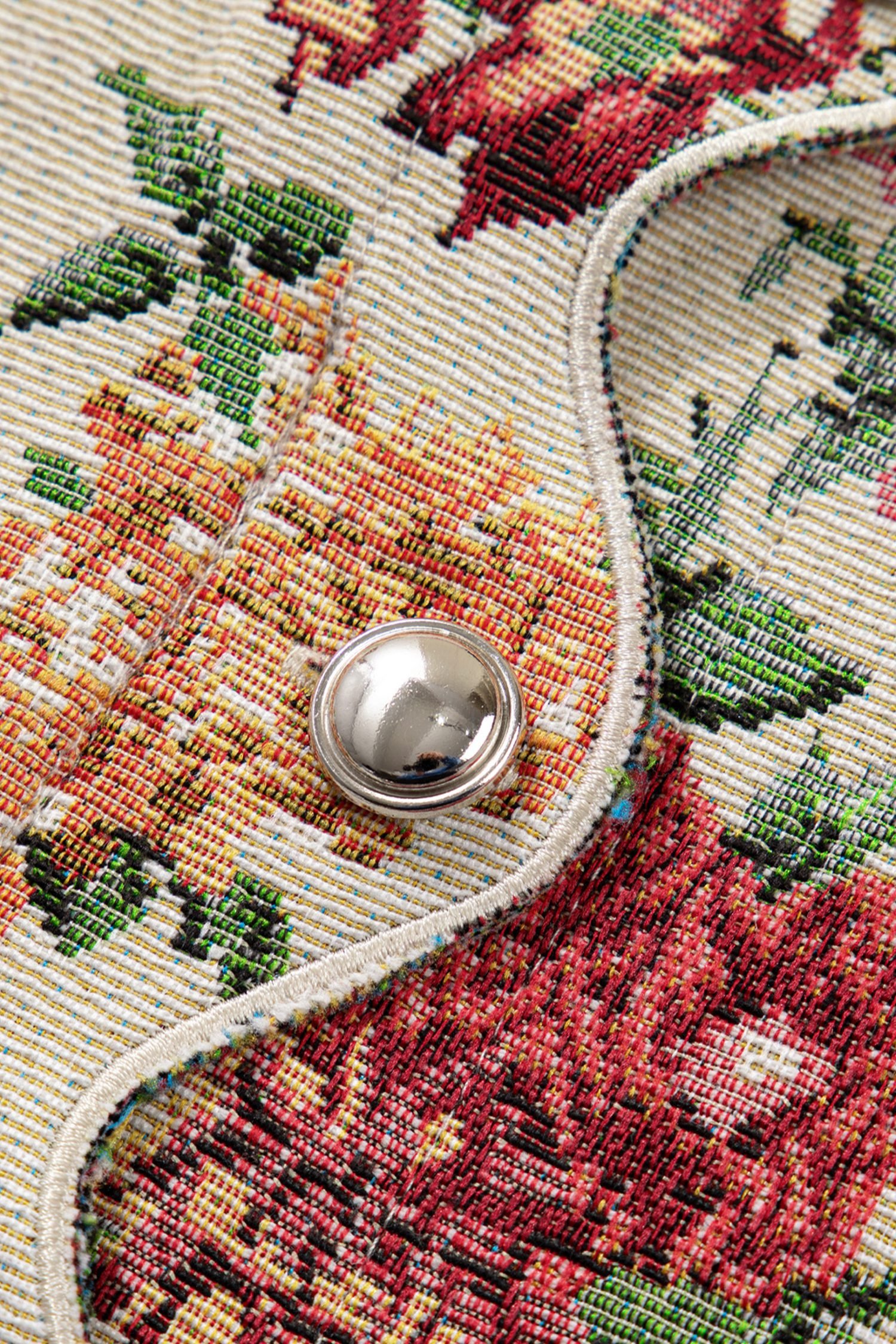 Apricot Buttoned Front Scalloped Trim Mini Jacquard Floral Skirt - Image 6