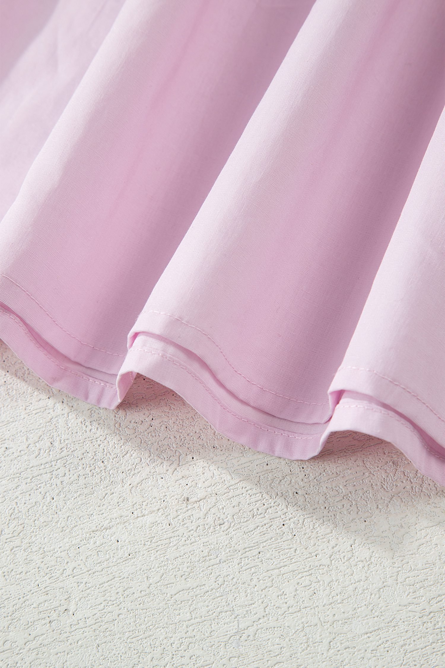 Pink Raw Seam Color Block Patchwork Button Polo Collar Mini Dress