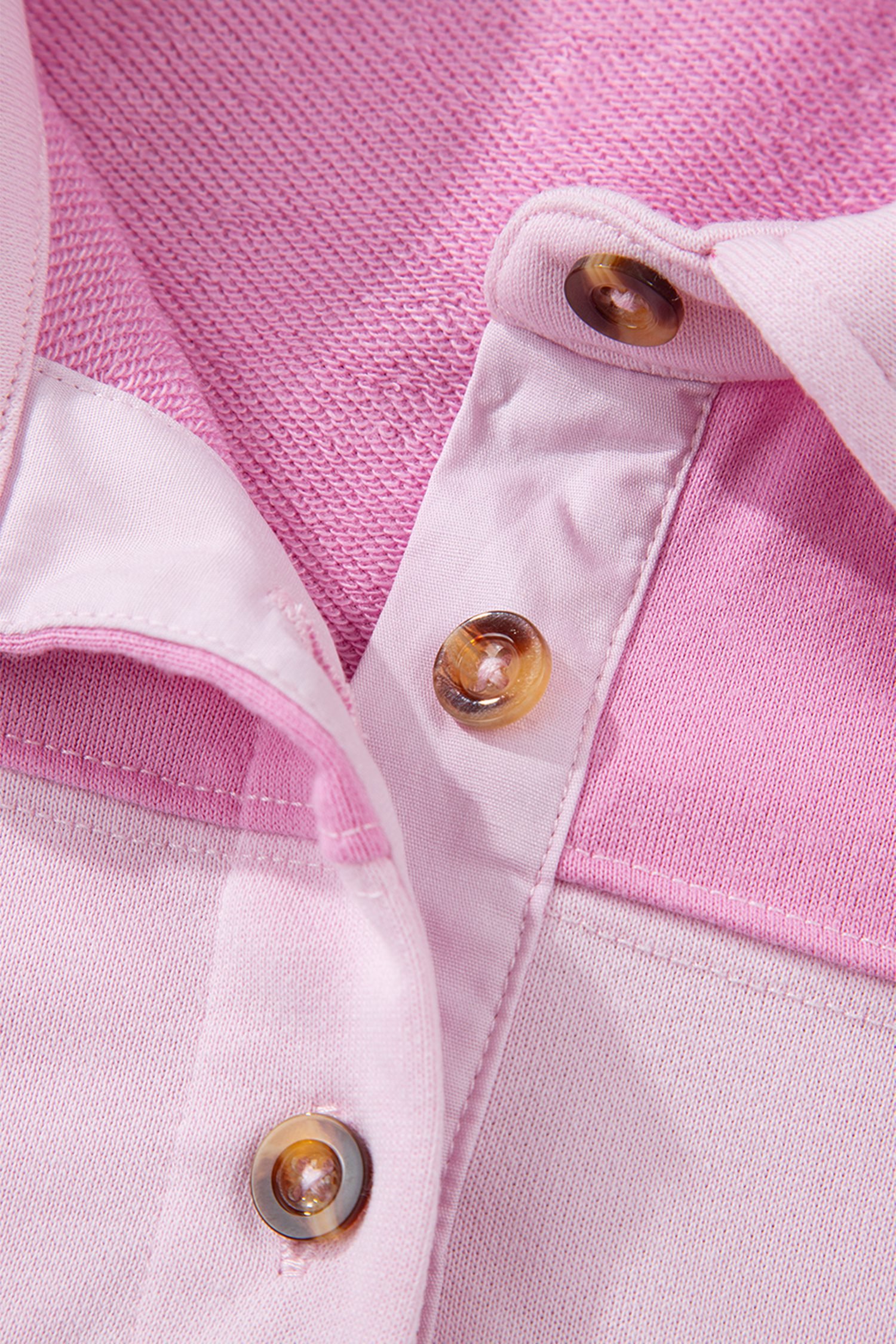 Pink Raw Seam Color Block Patchwork Button Polo Collar Mini Dress