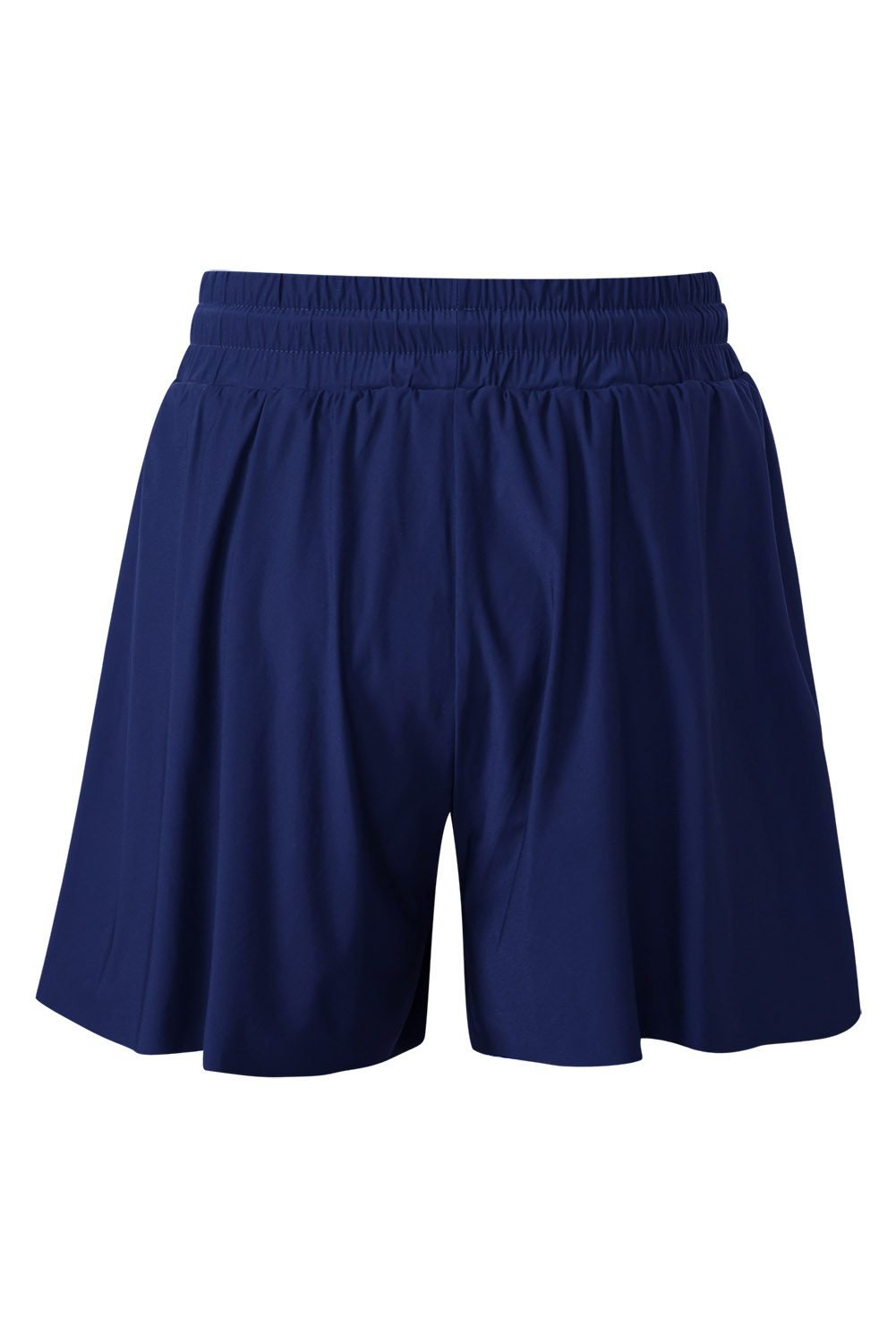 Navy Blue Drawstring Elastic Waist Lined Ruffle Shorts Bikini Bottom