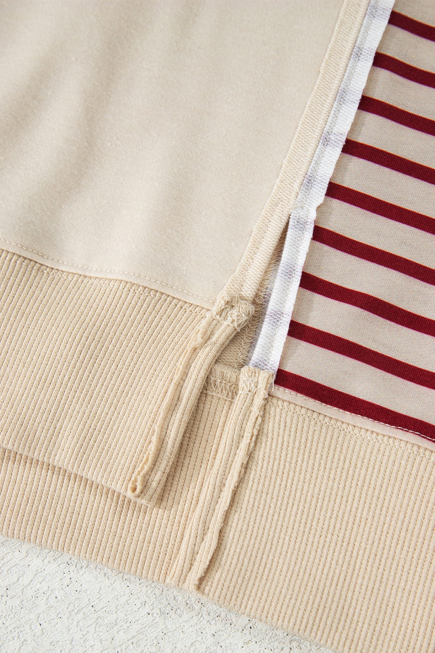 Red Stripe Sleeve Patchwork Casual Knit Top - Image 11