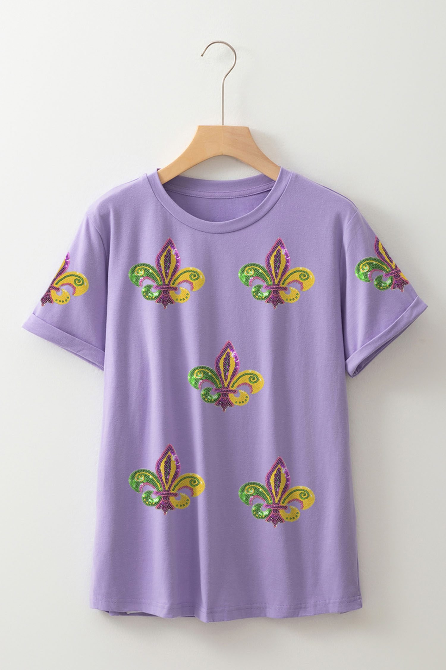 Wisteria Mardi Gras Sequined Pattern Holiday T Shirt