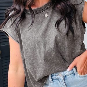 Medium Grey Mineral Wash Boxy Fit Cotton Tank Top