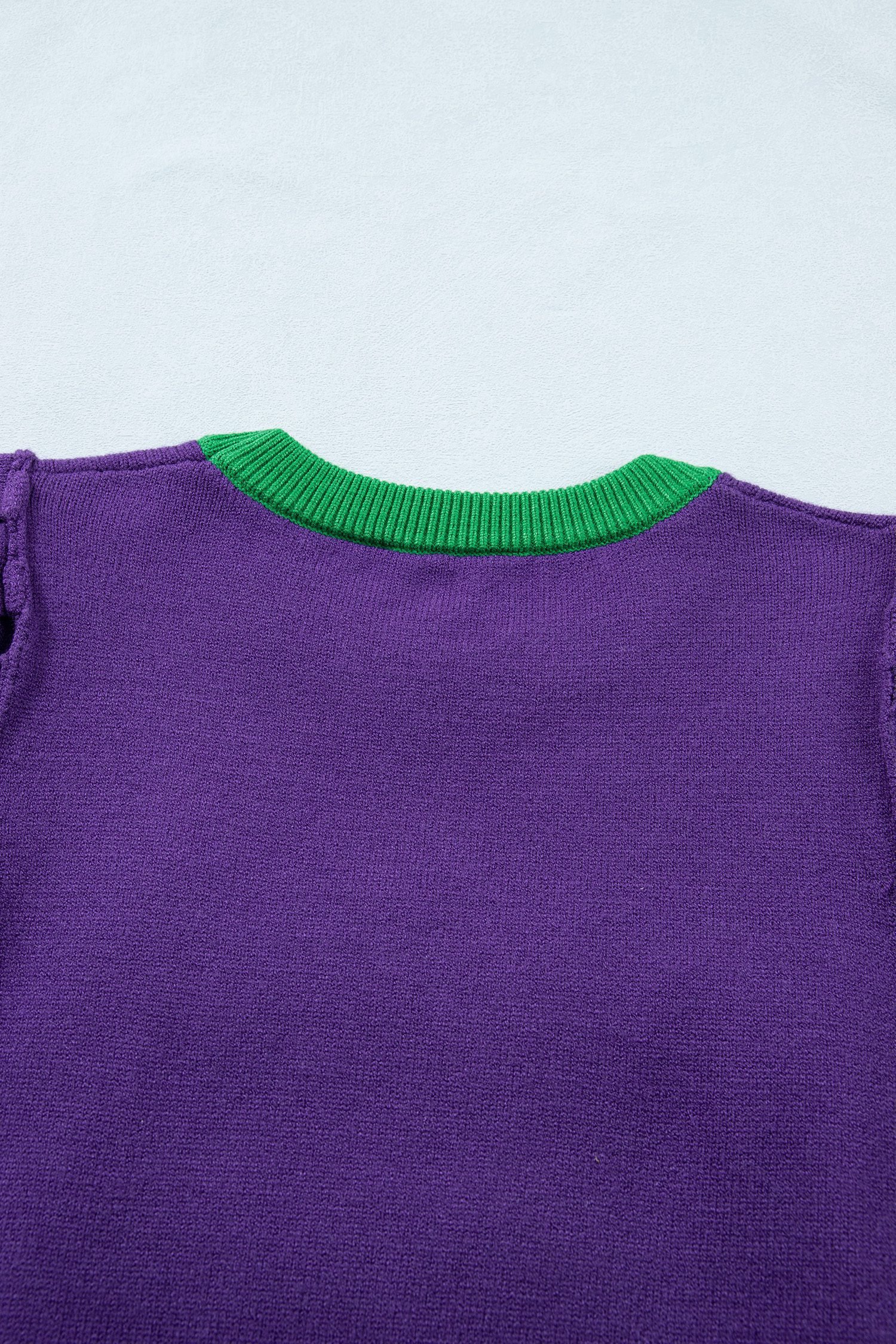 Tillandsia Purple Mardi Gras Tinsel Graphic Short Sleeve Sweater - Image 11