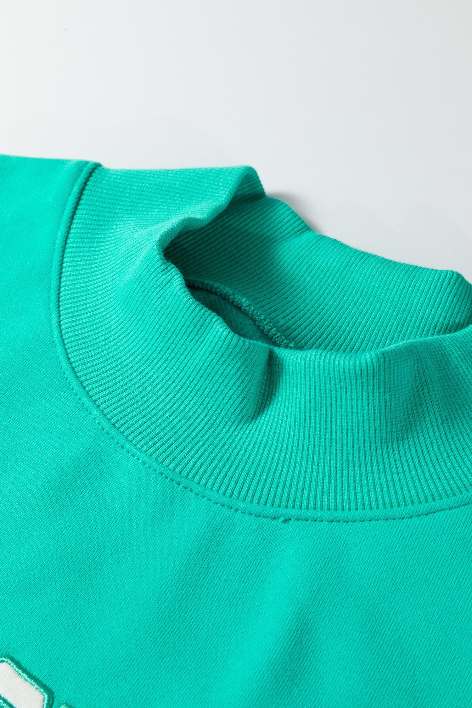 Sea Green Oversize Blessed Embroidered Mock Neck Sweatshirt - Image 8