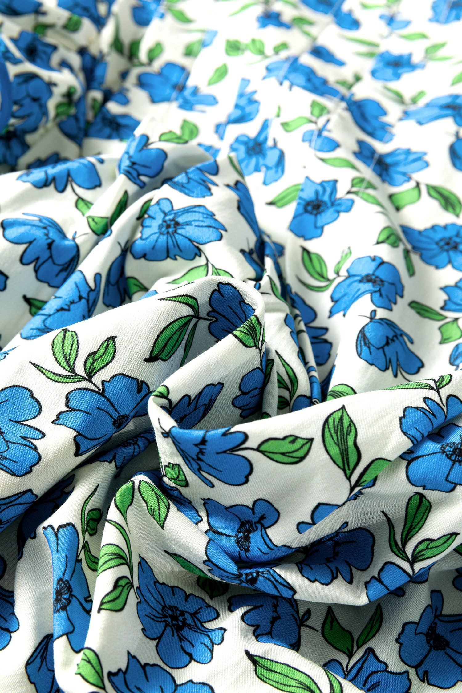 Sky Blue Tiered Flutter Sleeve Pleated Flower Blouse - Image 9