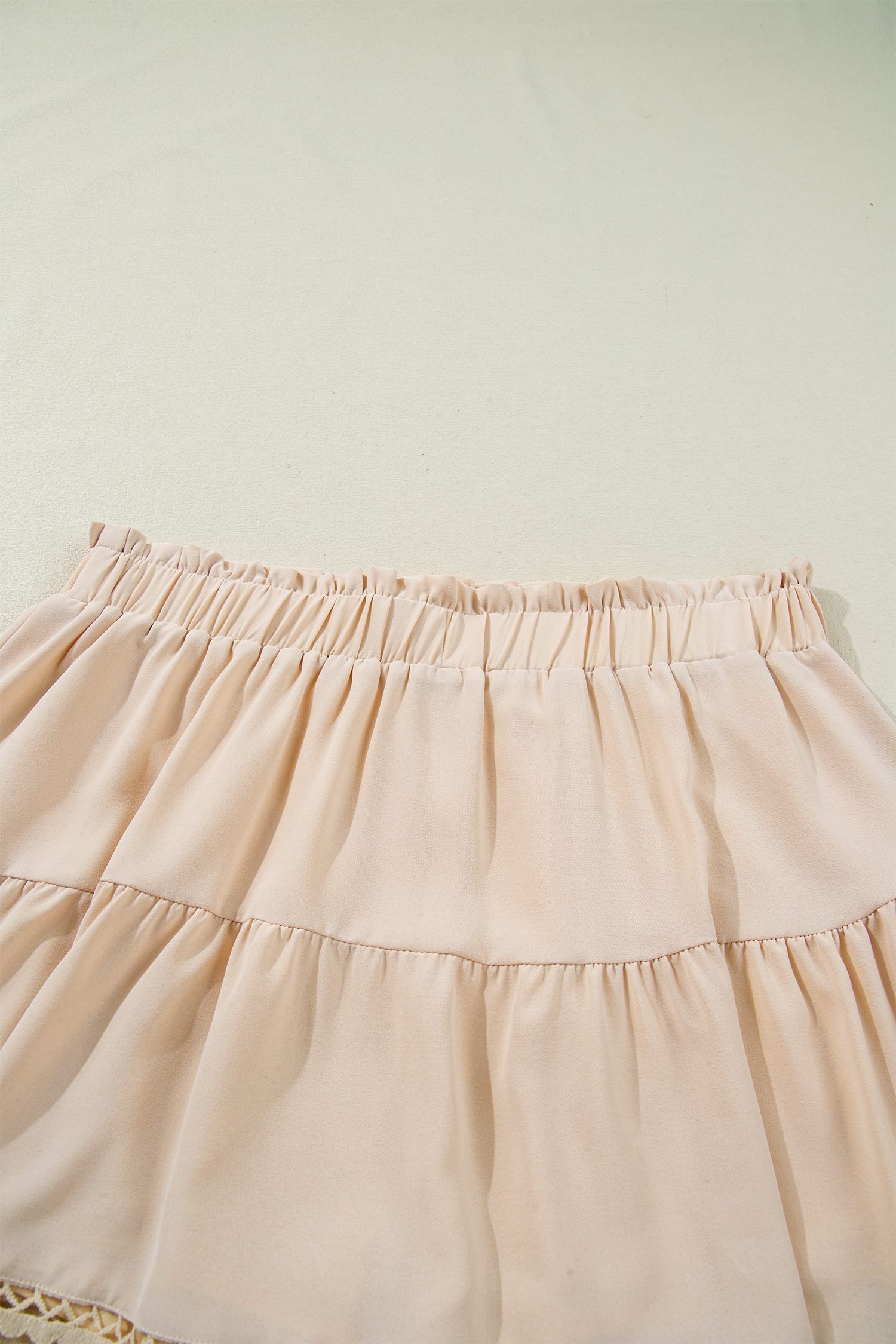 Parchment Plus Size Frilled Elastic Waist Lace Trim Boho Ruffled Shorts