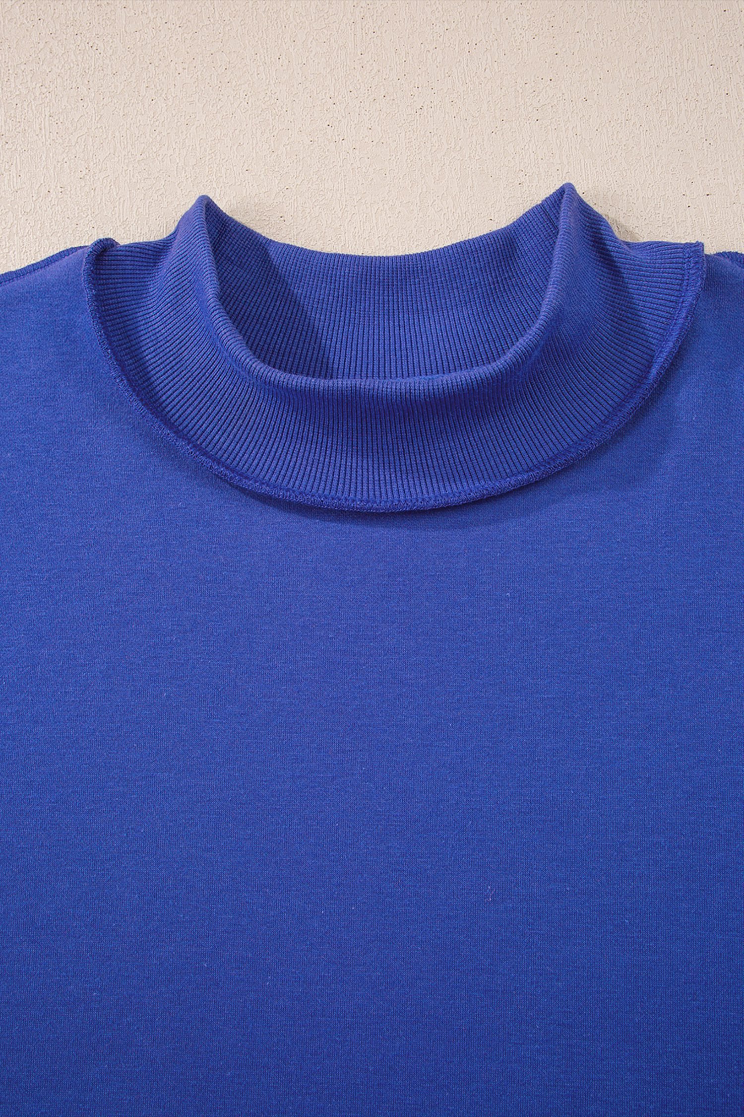 Dark Blue Oversize Drop Shoulder Reversible Mock Neck Sweatshirt