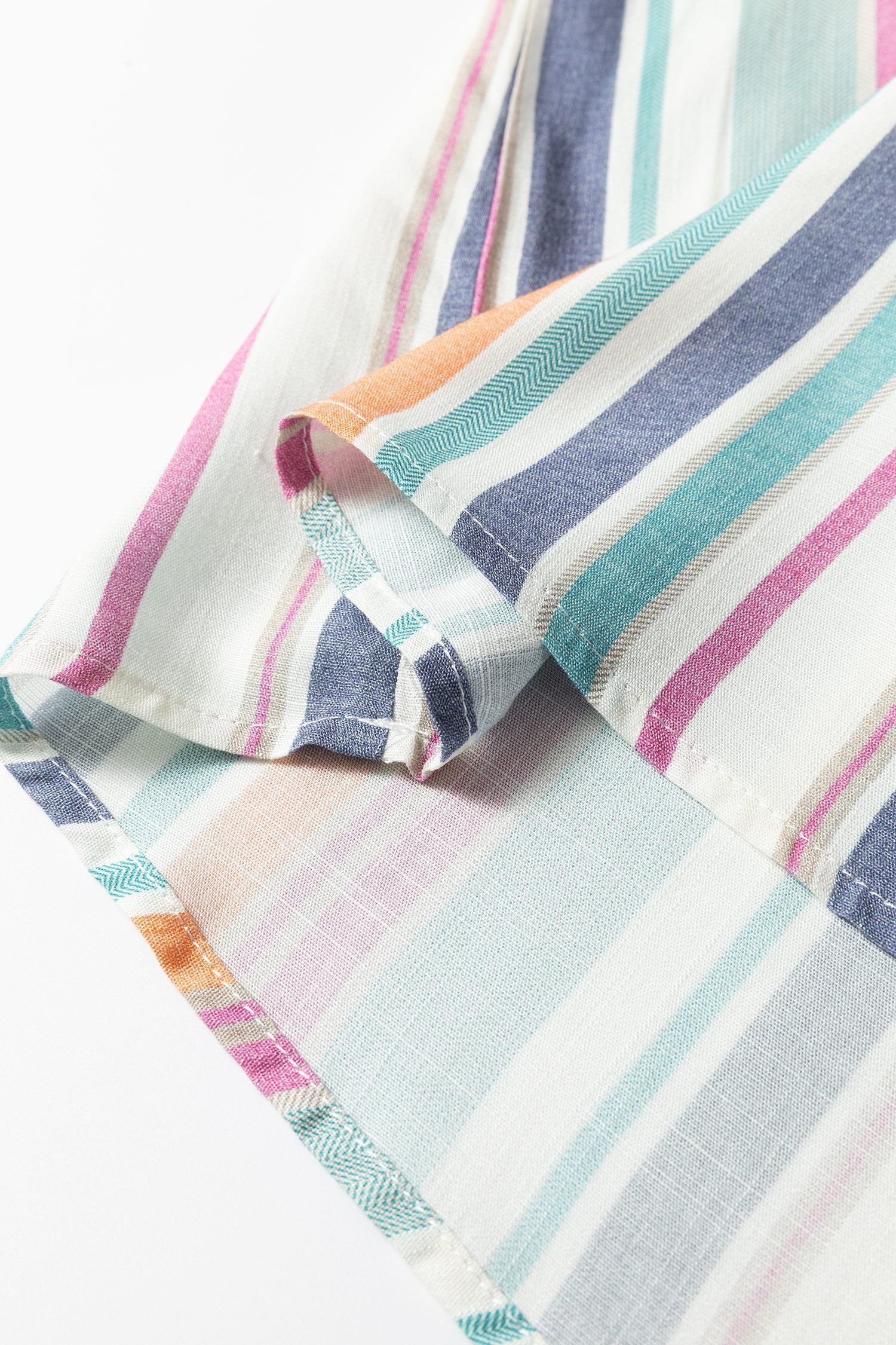 Light Blue Lace Hollow-out Insert Flutter Sleeve Striped Blouse