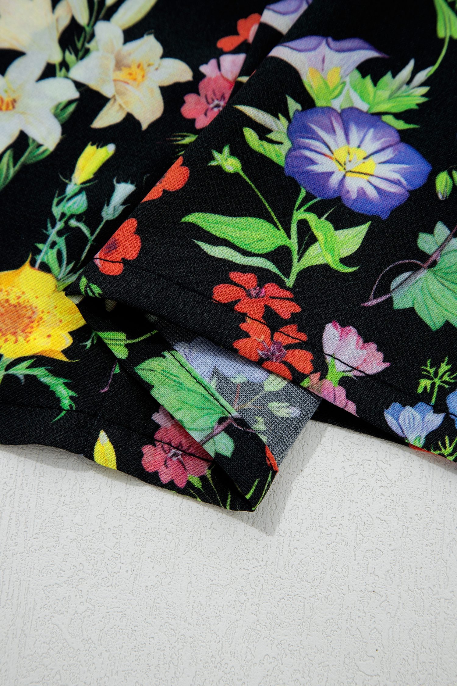 Black Tiered Flutter Sleeve V Neck Flower Blouse - Image 14