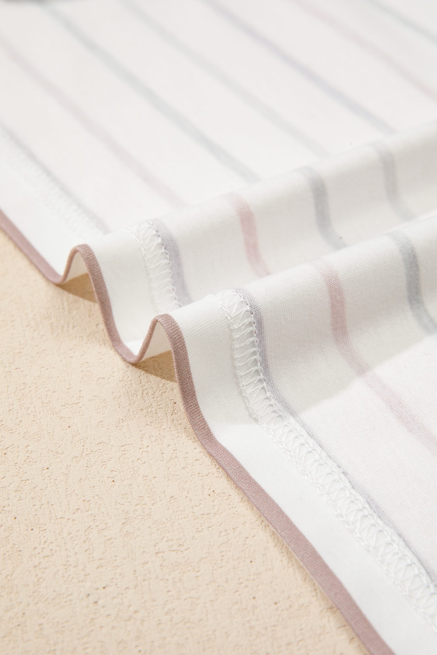 White Stripe V Neck Casual Plus Size Tee