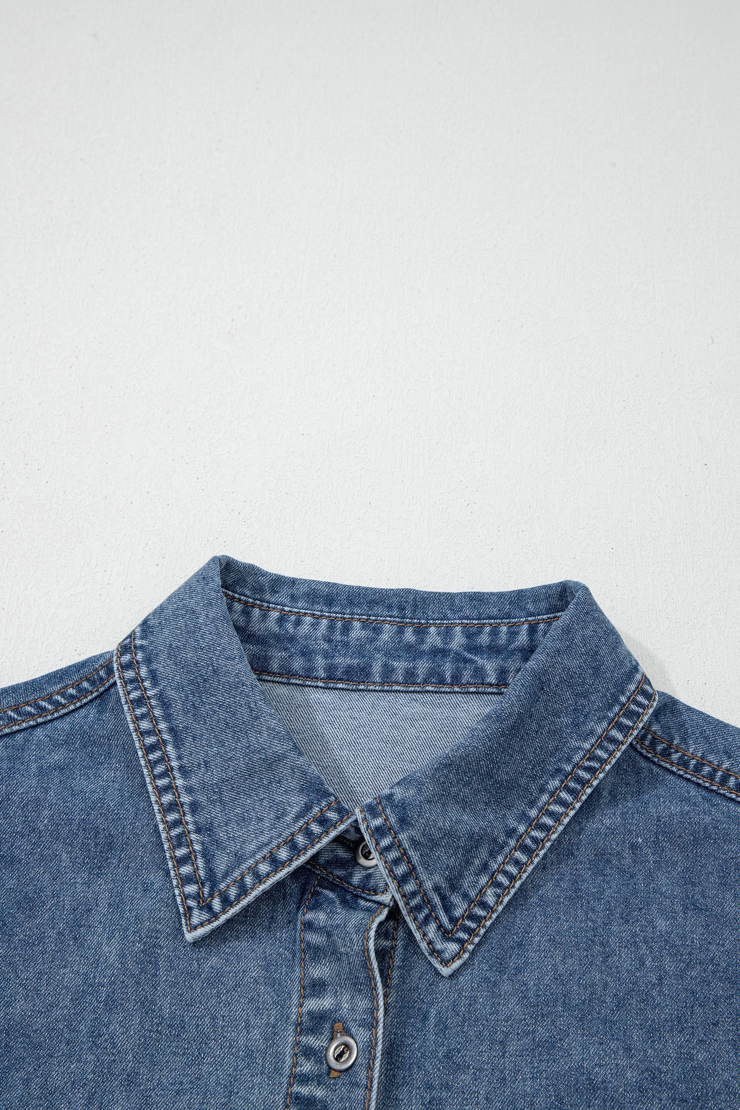 Ashleigh Blue Button Flap Pocket Cuffed Short Sleeve Denim Shirt