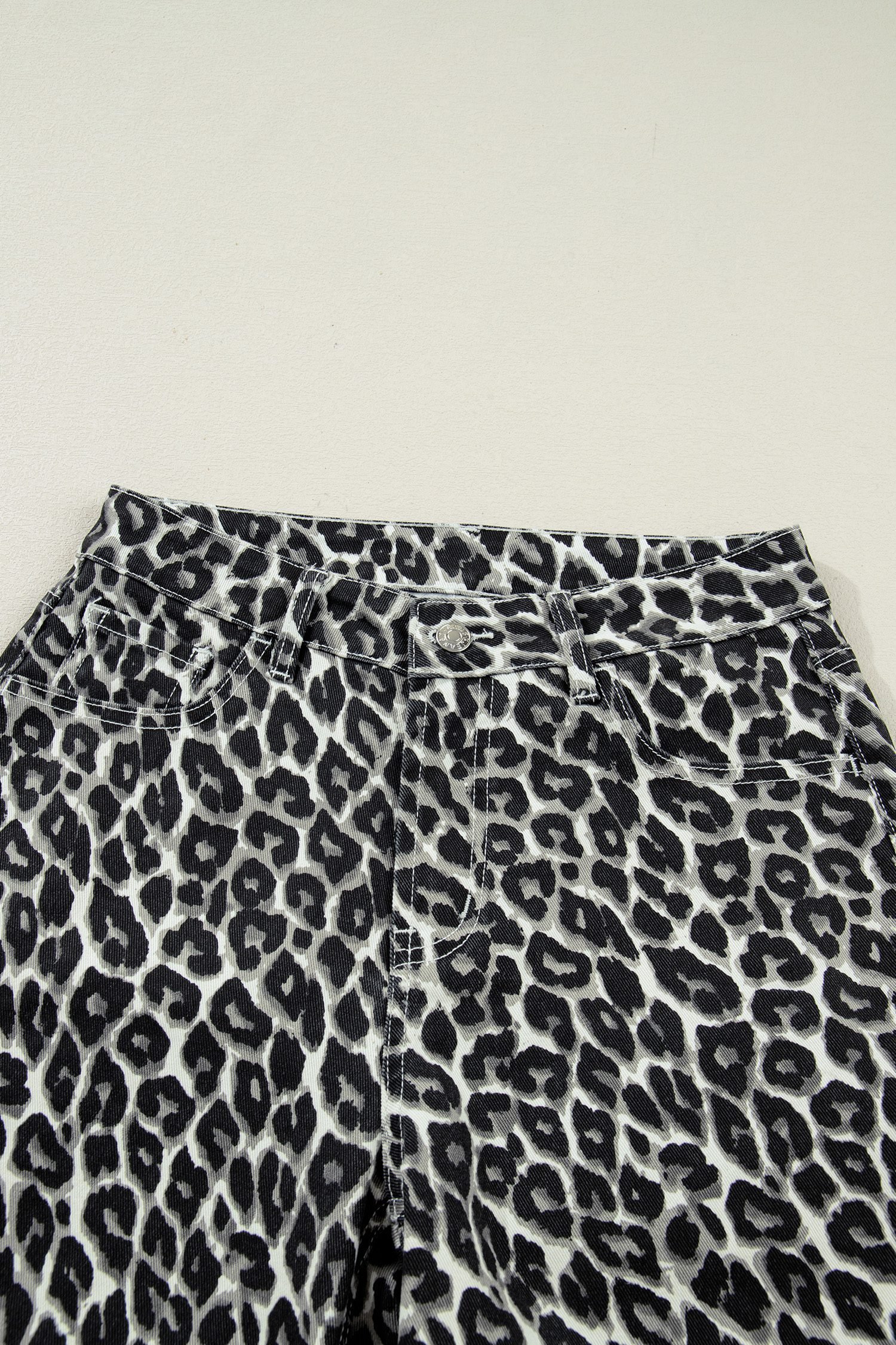 Black Leopard Print Barrel Jeans - Image 16