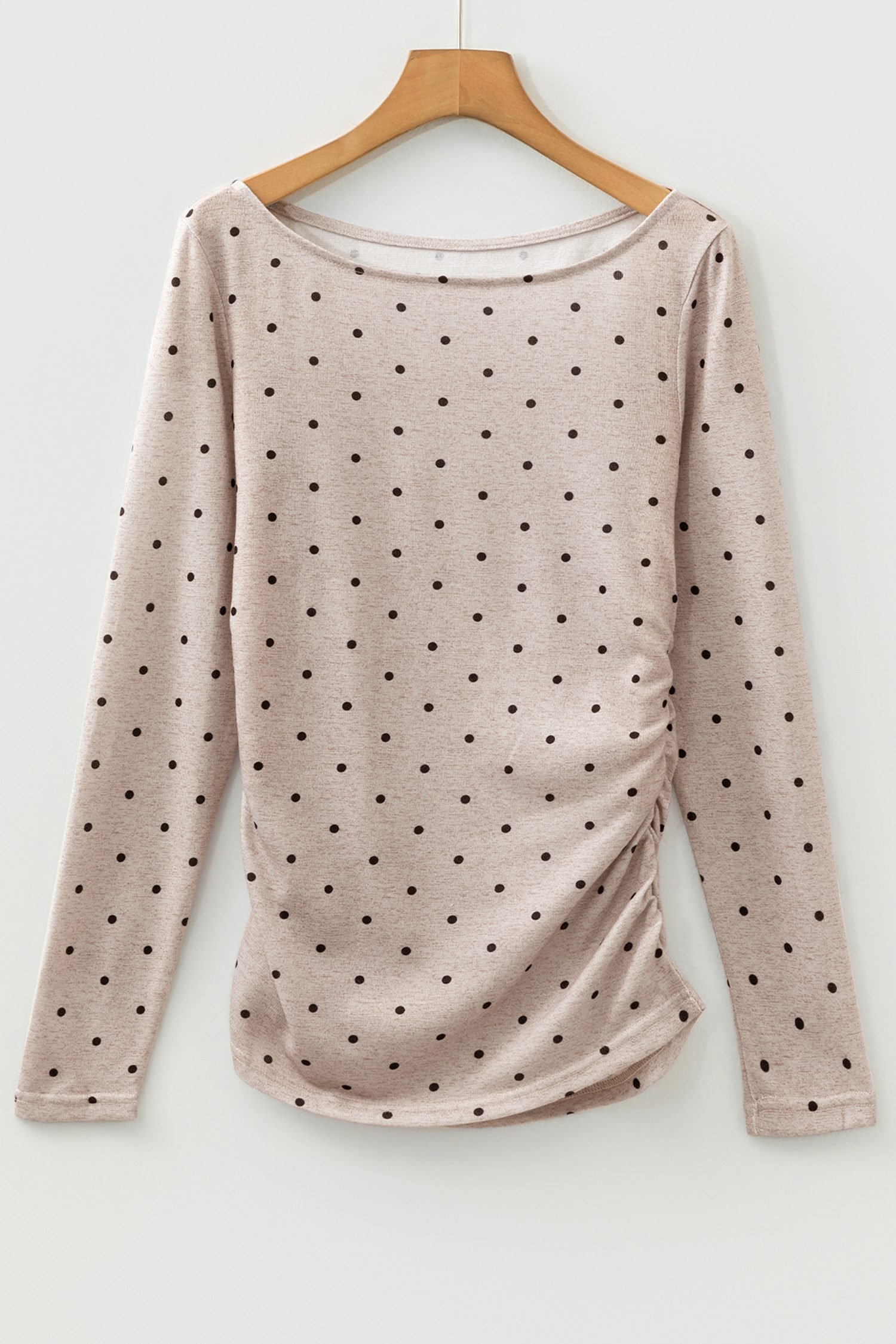 Jet Stream Polka Dot Boat Neck Knit Long Sleeve T Shirt - Image 8