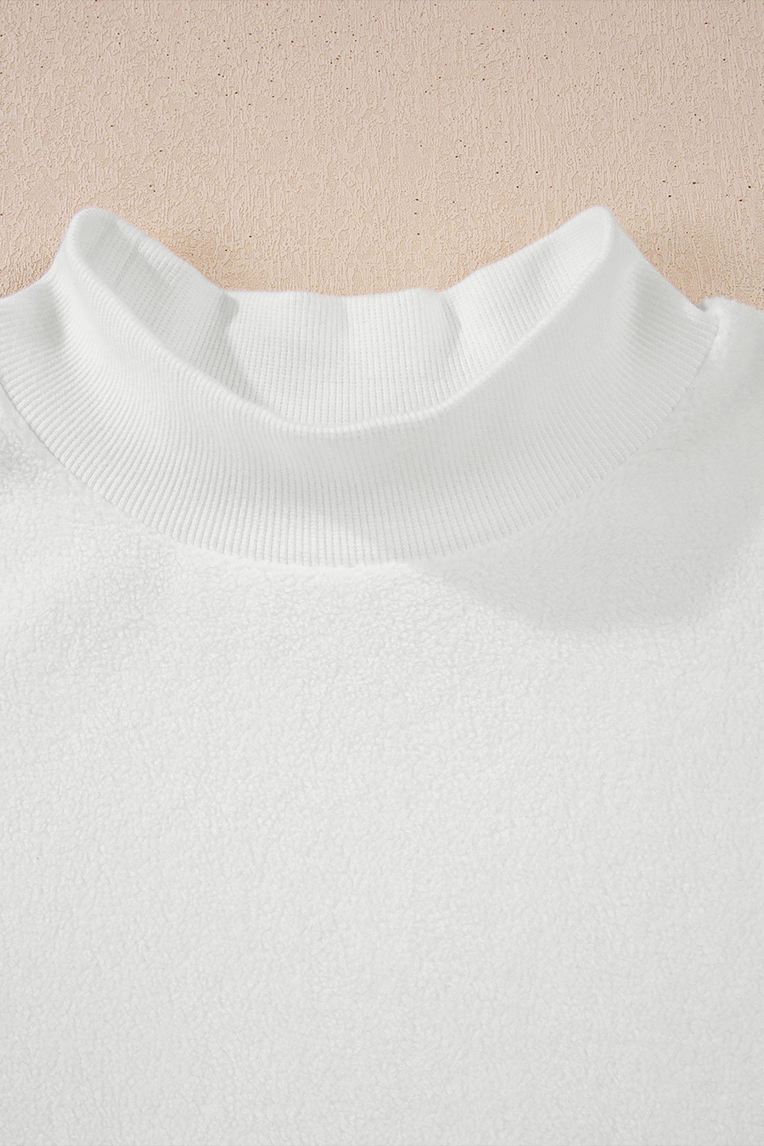 White Oversize Drop Shoulder Reversible Mock Neck Sweatshirt - Image 18