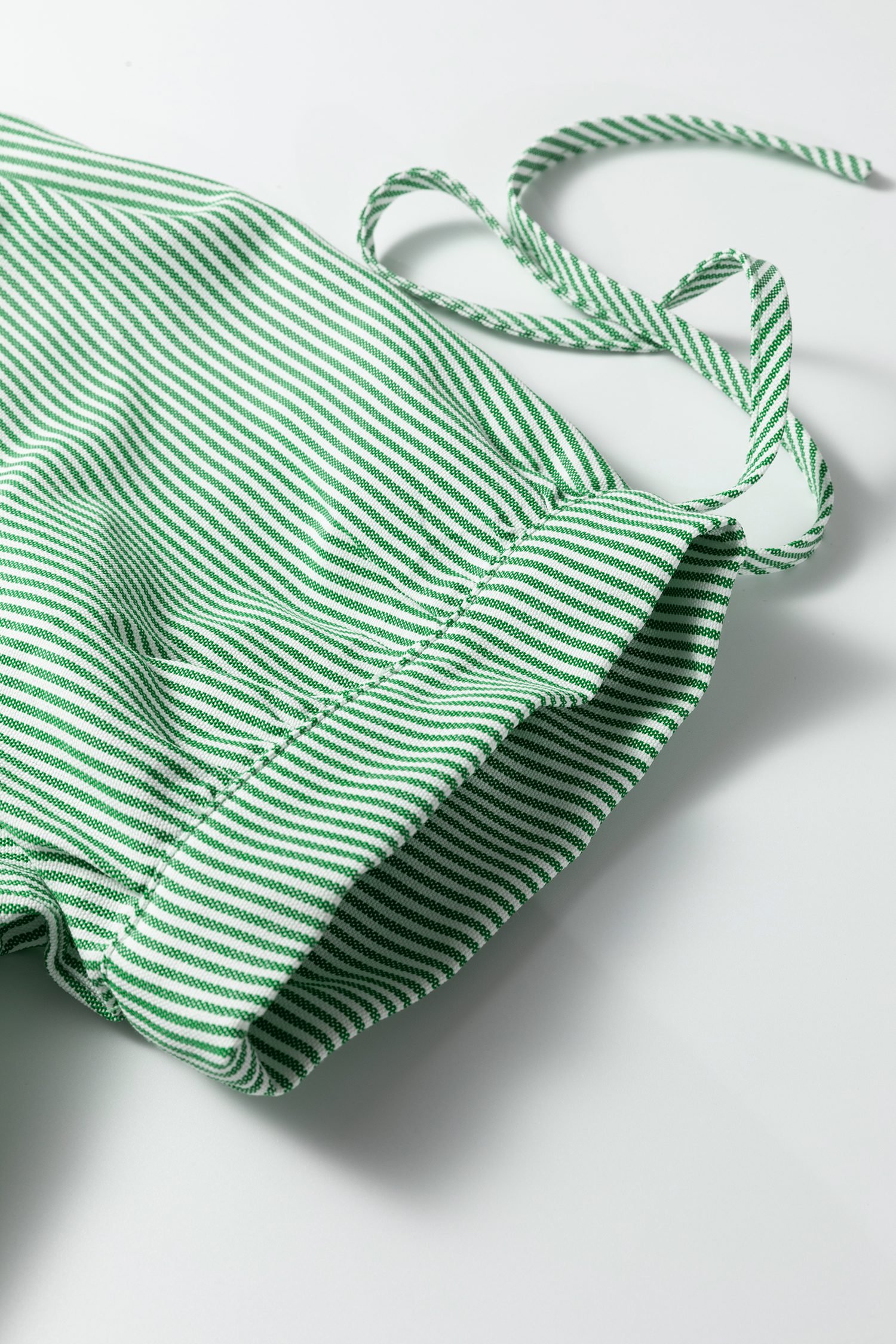 Mint Green Striped Print Collared Split Neck Half Sleeve Blouse - Image 8