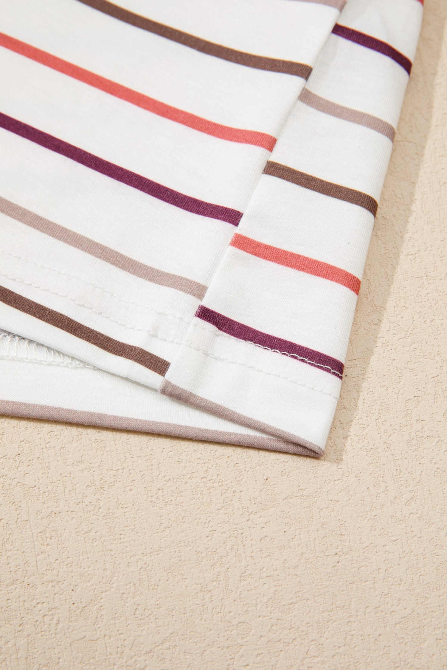 White Stripe V Neck Casual Plus Size Tee