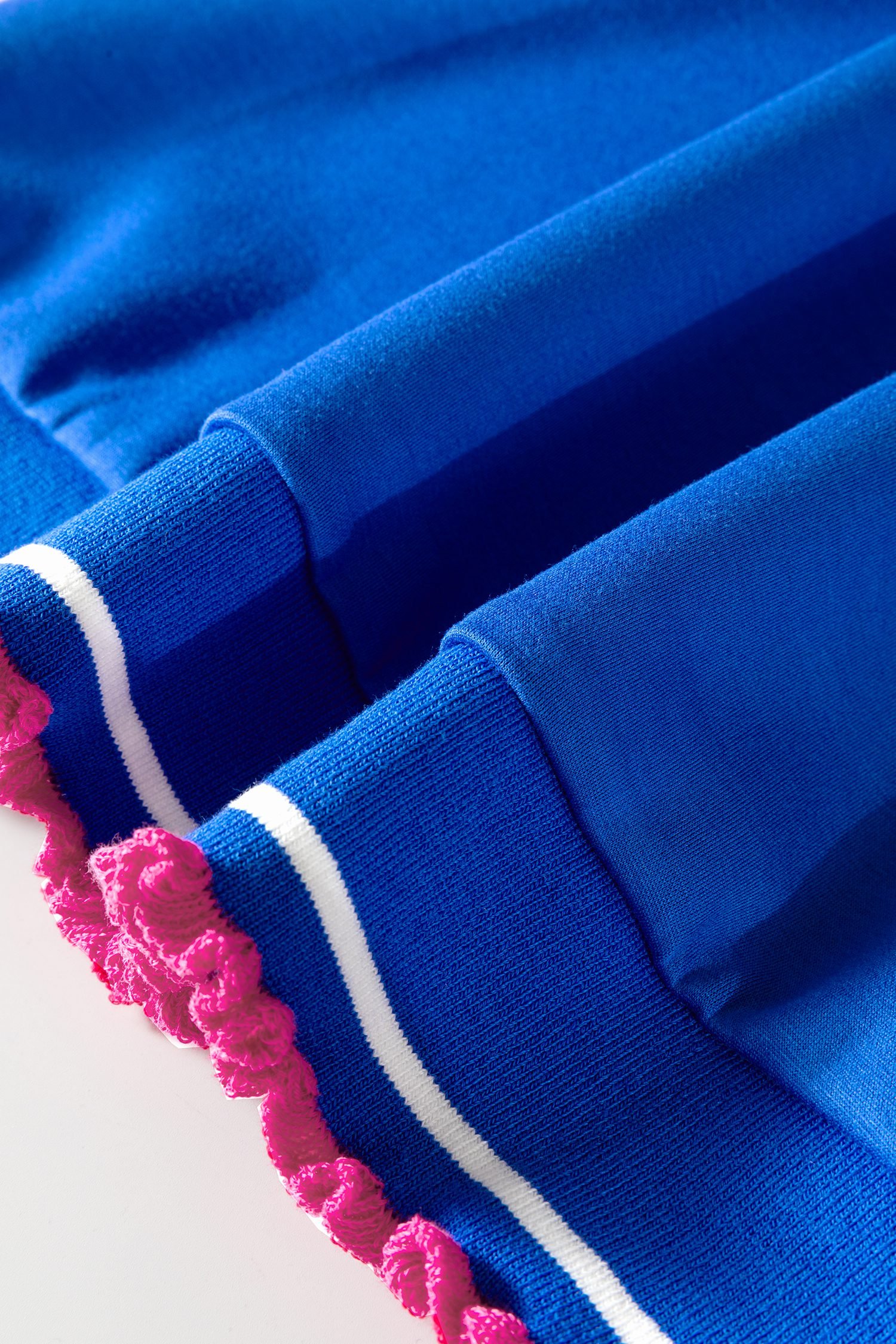 Sky Blue Contrast Frilled Trim Button Collared Short Sleeve Knit Top - Image 9