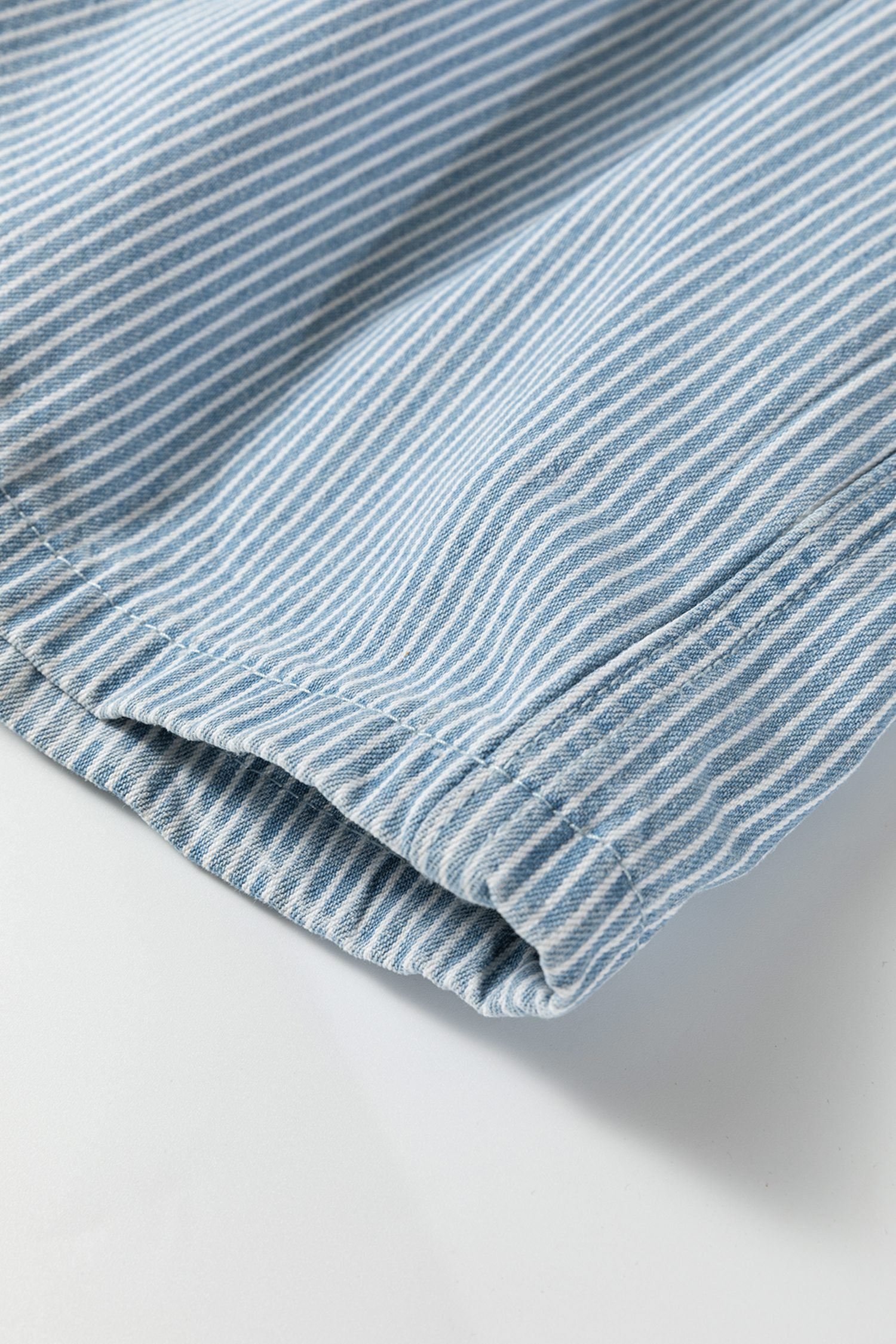 Sky Blue Stripe Drawstring Elastic Waist Casual Denim Shorts