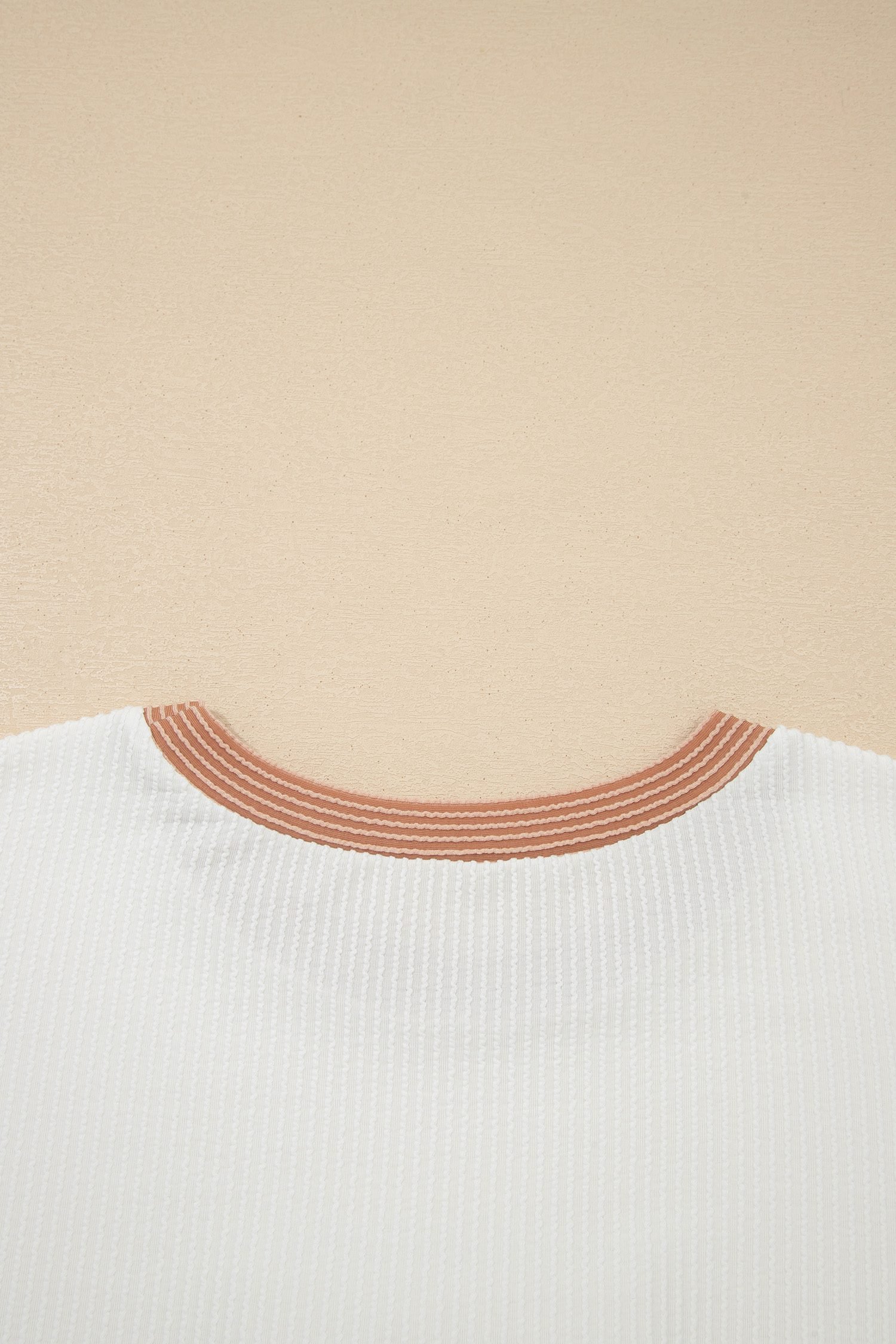 Apricot Bowknot Applique Plus Size Ribbed Top - Image 7