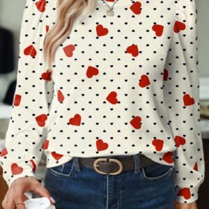 Beige Flower Heart Festive Valentine Blouse