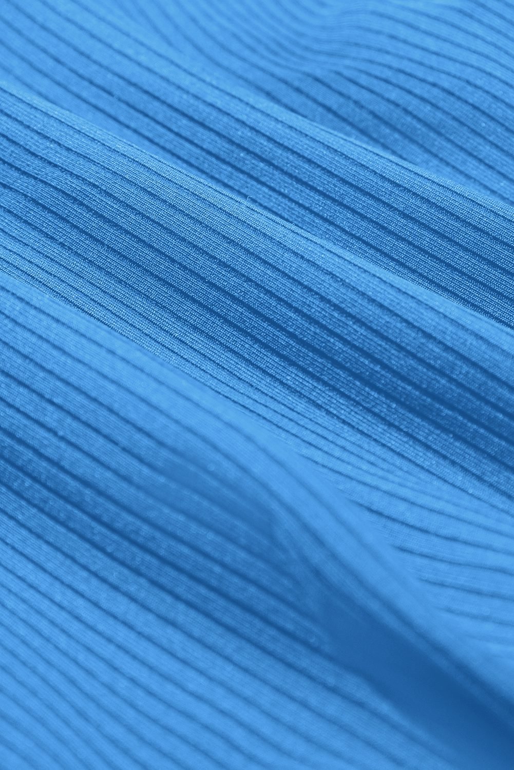 Dusk Blue Color Block Edge Ribbed Pocketed Lined Swim Dress