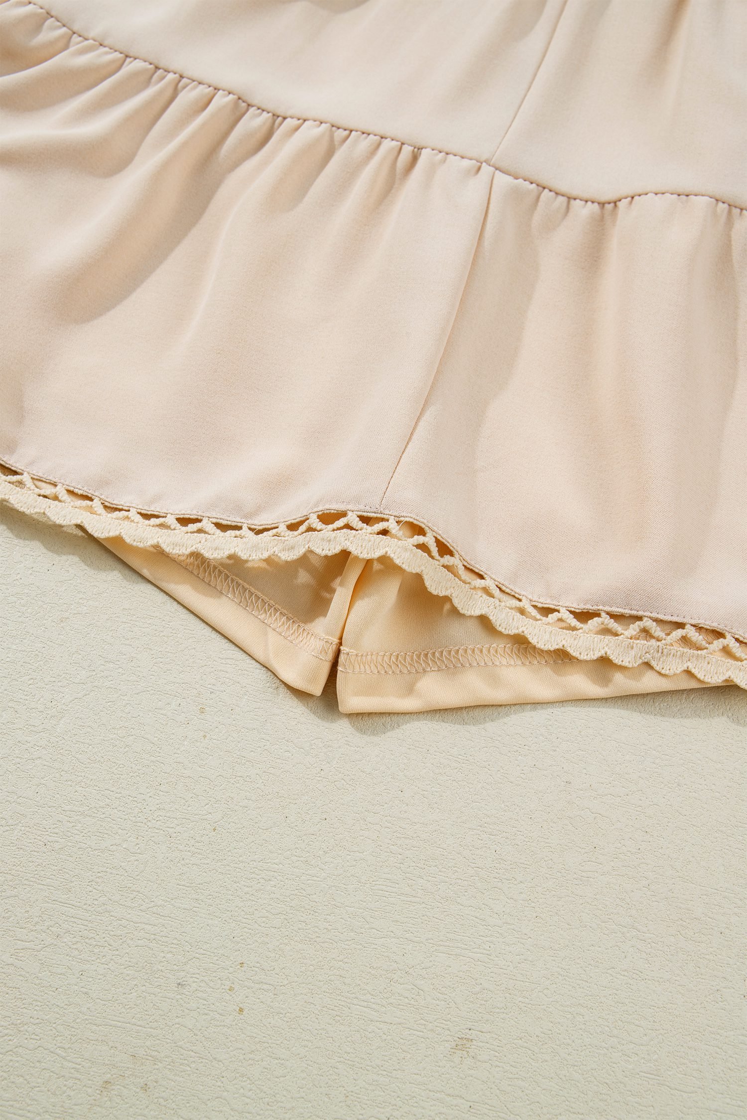 Parchment Plus Size Frilled Elastic Waist Lace Trim Boho Ruffled Shorts