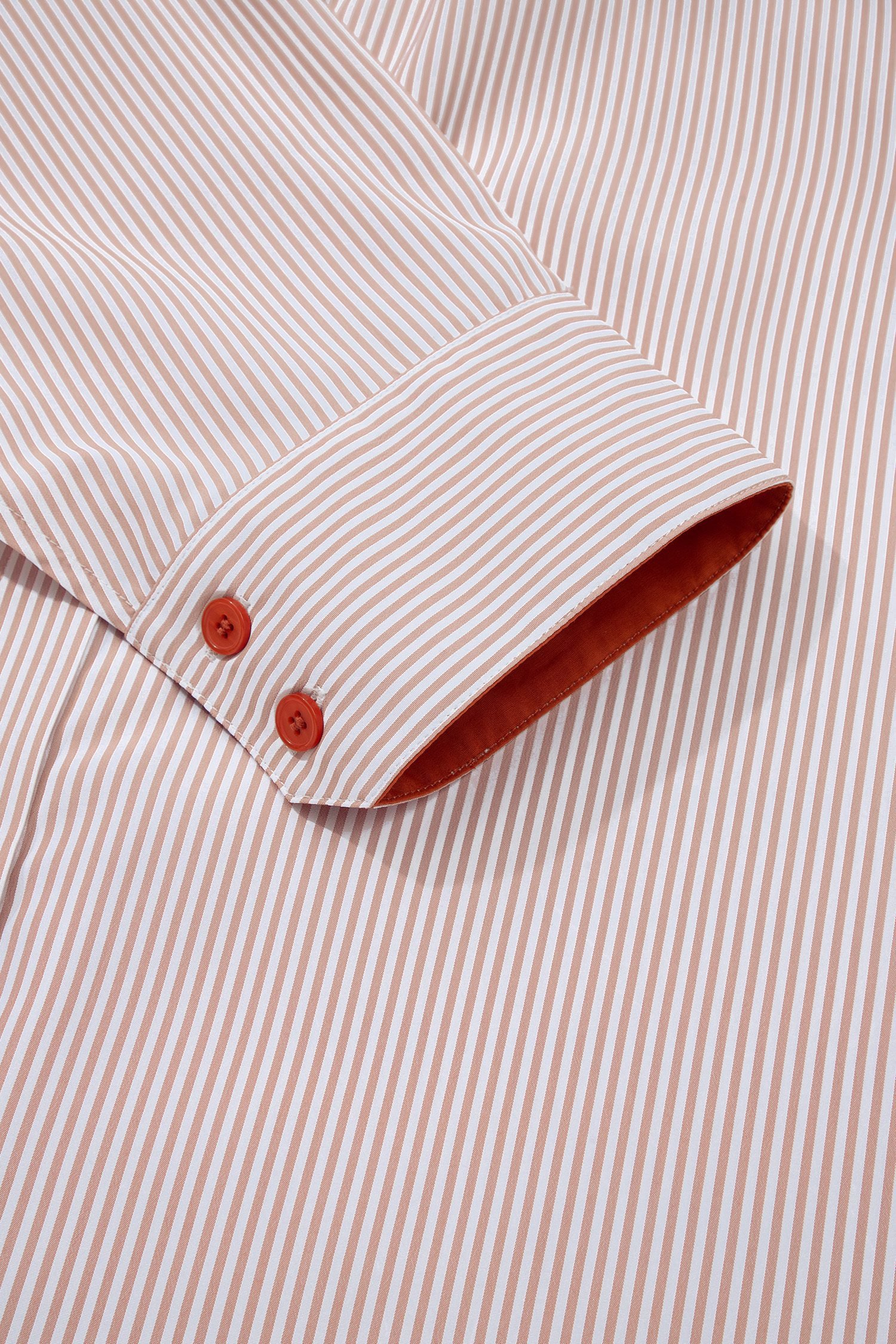 Khaki Stripe Color Block Patchwork Detail Frilled Collar Button Down Shirt