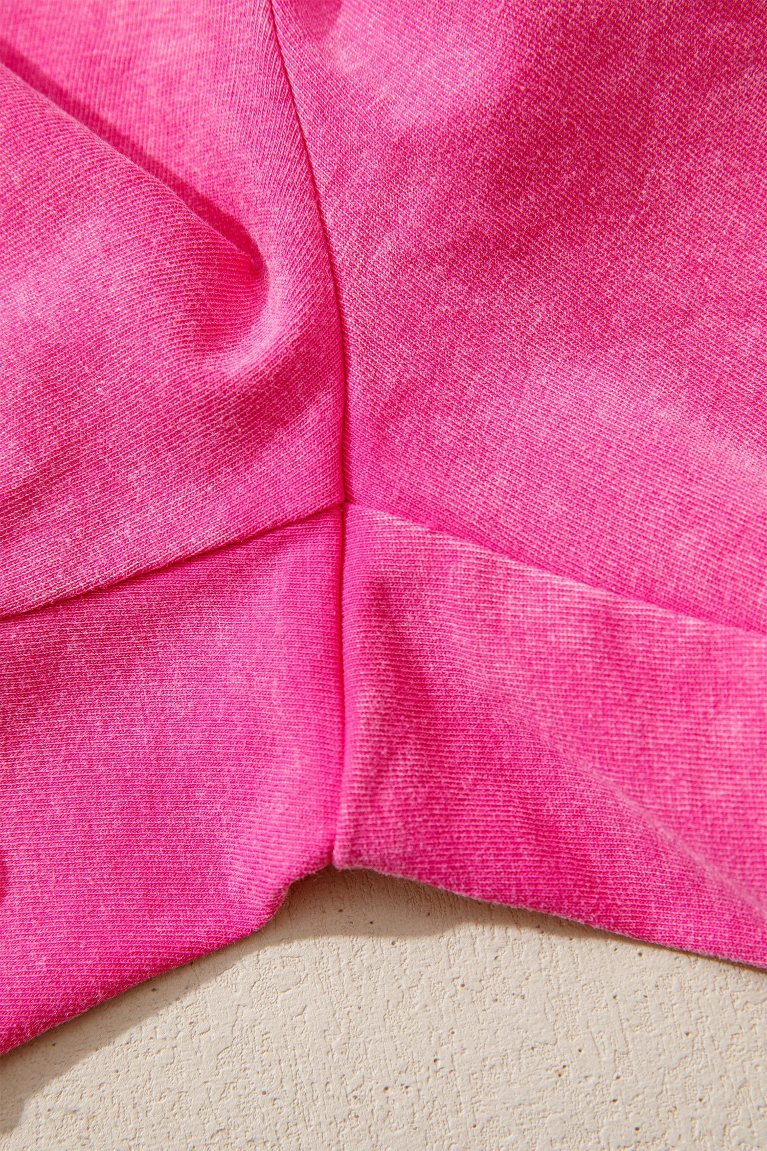 Rose Red Mineral Washed Drawstring Elastic Waist Raw Cut Shorts - Image 7