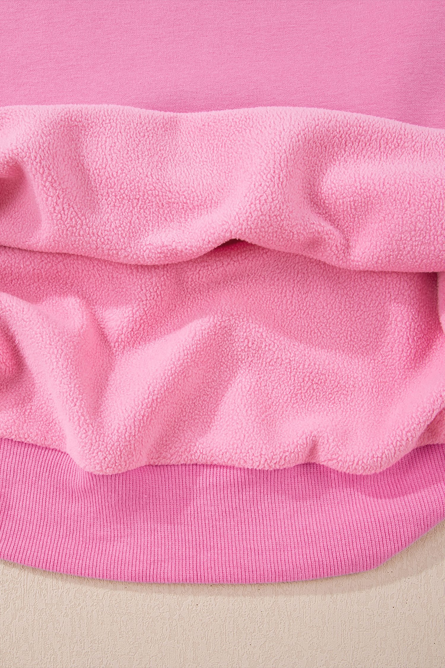 Bright Pink Oversize Drop Shoulder Reversible Mock Neck Sweatshirt - Image 17