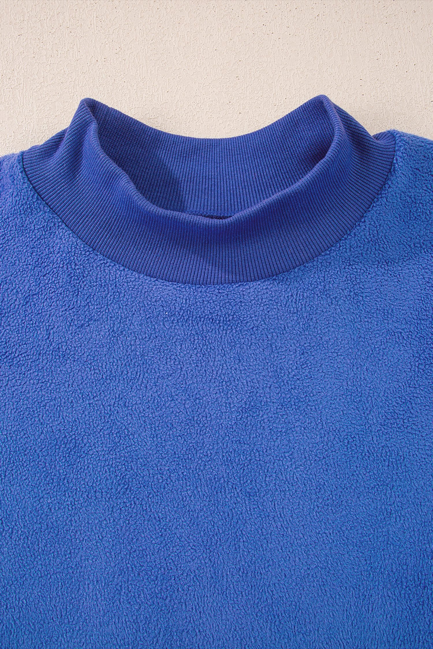 Dark Blue Oversize Drop Shoulder Reversible Mock Neck Sweatshirt