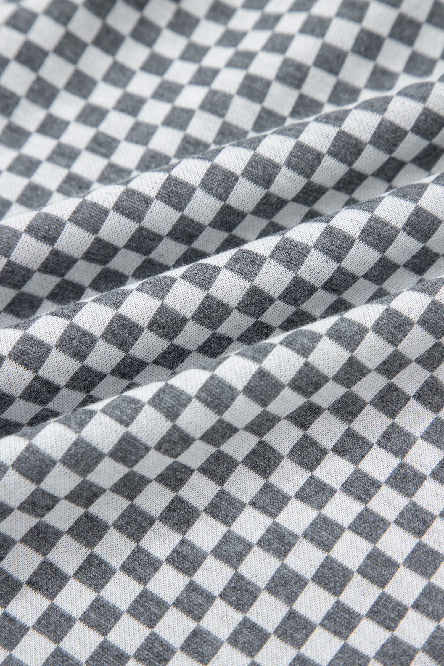 Gray Checkerboard Print Drawstring Elastic Waist Pocketed Shorts