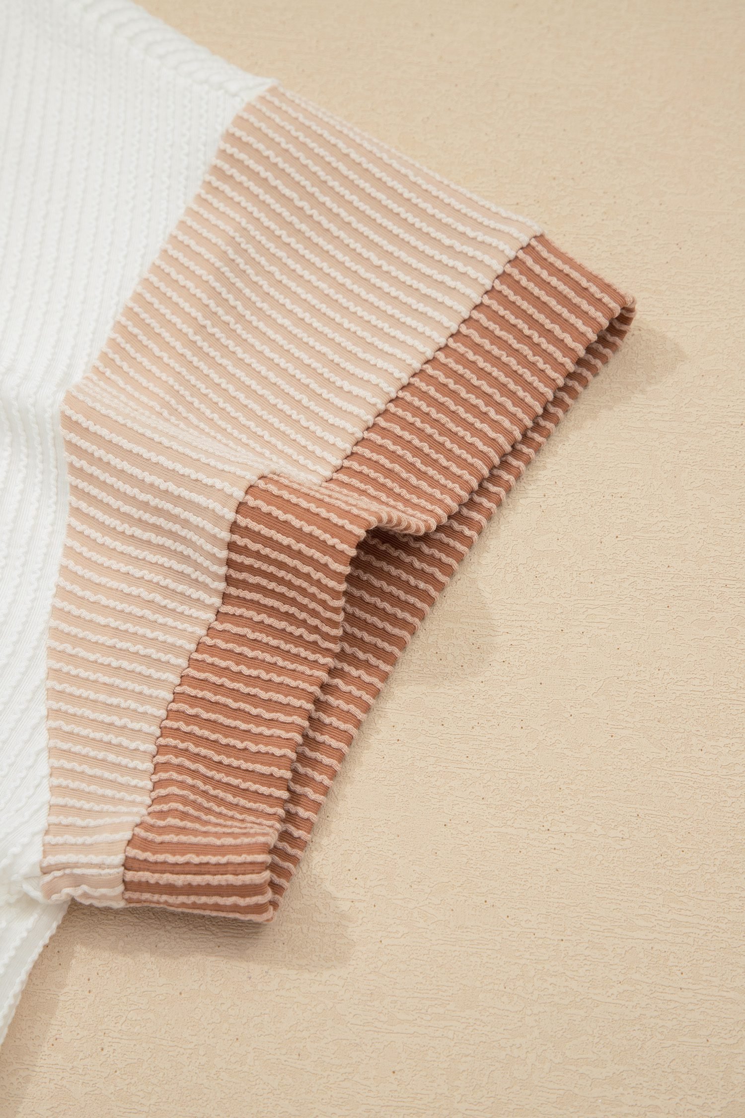 Apricot Bowknot Applique Plus Size Ribbed Top - Image 8