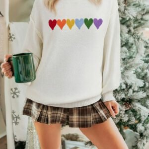 White Chenille Graphic Drop Shoulder Holiday Sweater