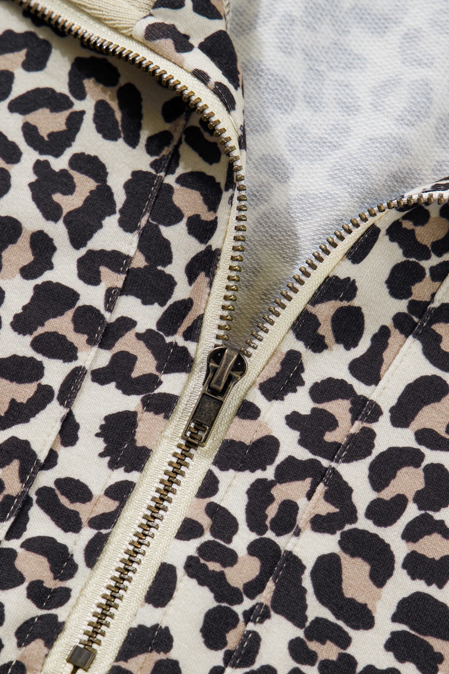 Khaki Leopard Print Zip Neck Striped Webbing Patchwork T Shirt Mini Dress