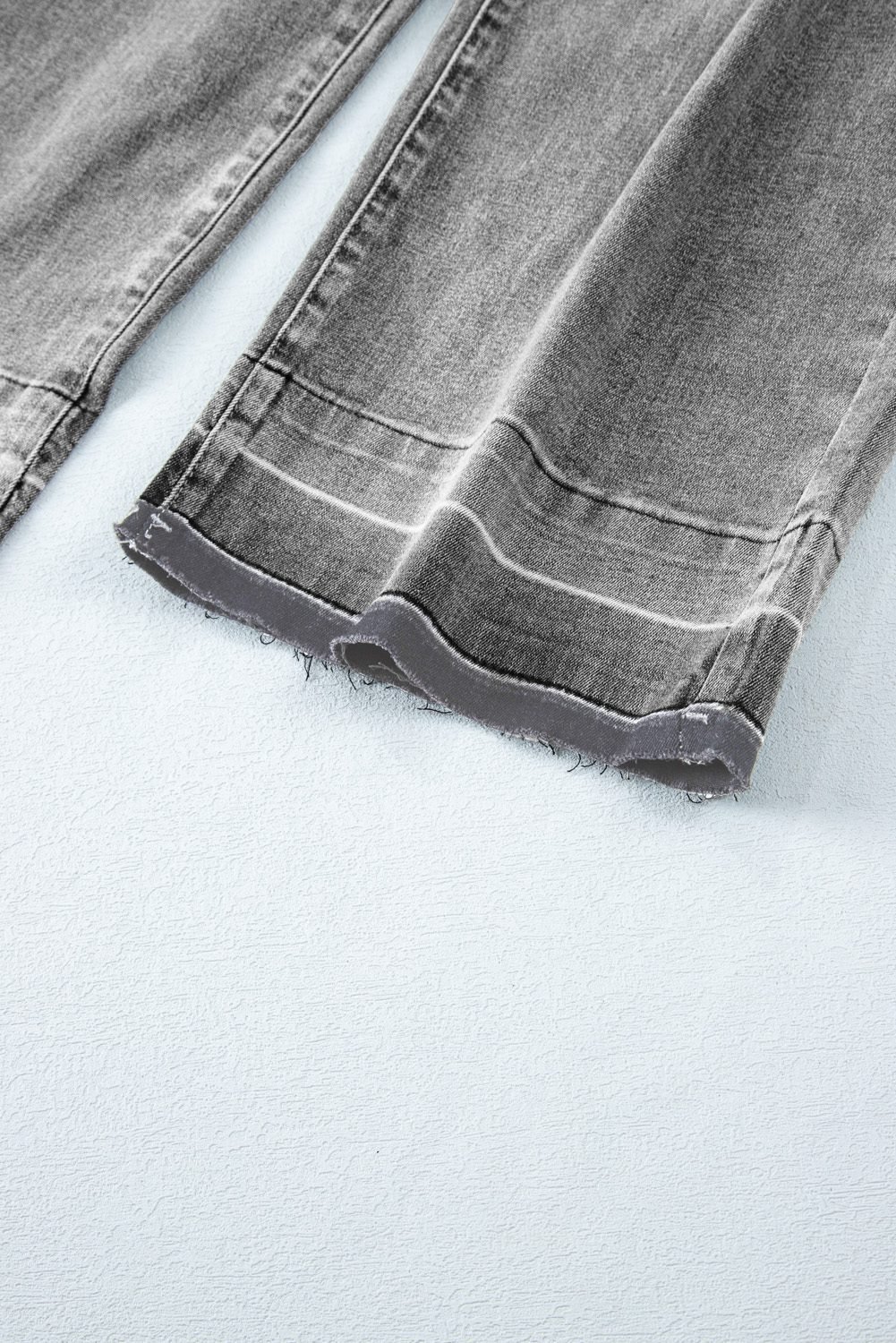 Gray Raw Hem Straight Leg Loose High Waist Jeans